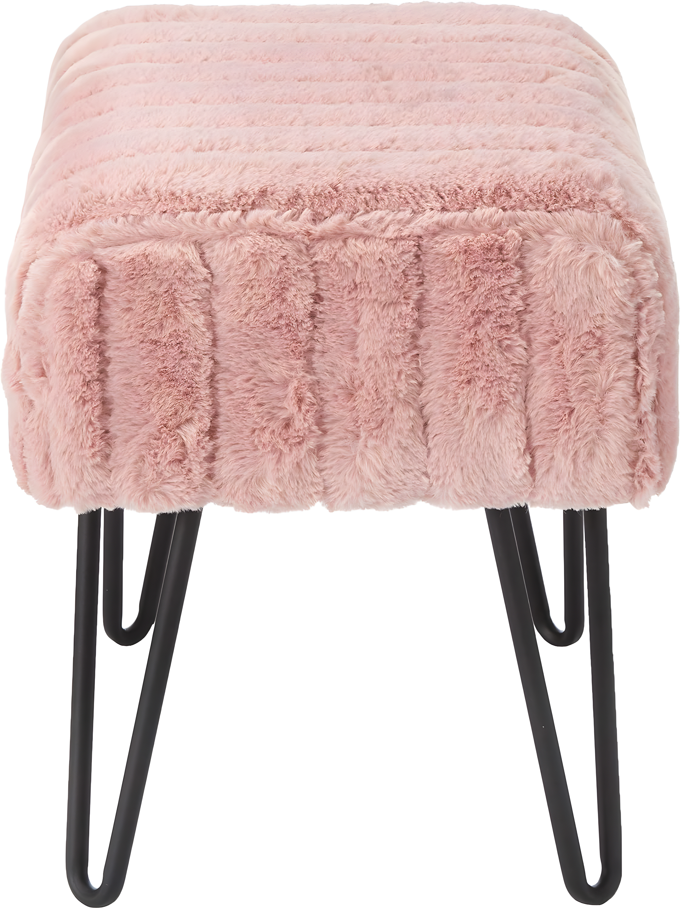Home Soft Things Super Soft Faux-Fur Upholstered Stool Ottoman, Rose Smoke, 19"x13"x17"