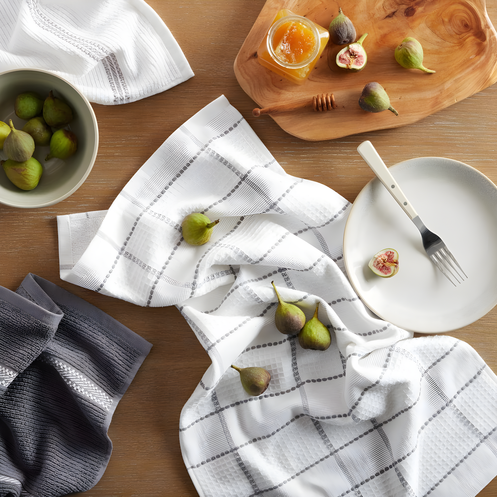Martha Stewart Martha Stewart Modern Waffle Kitchen Towel Set 6-Pack, Linen, 16"x28" (Set of 6)