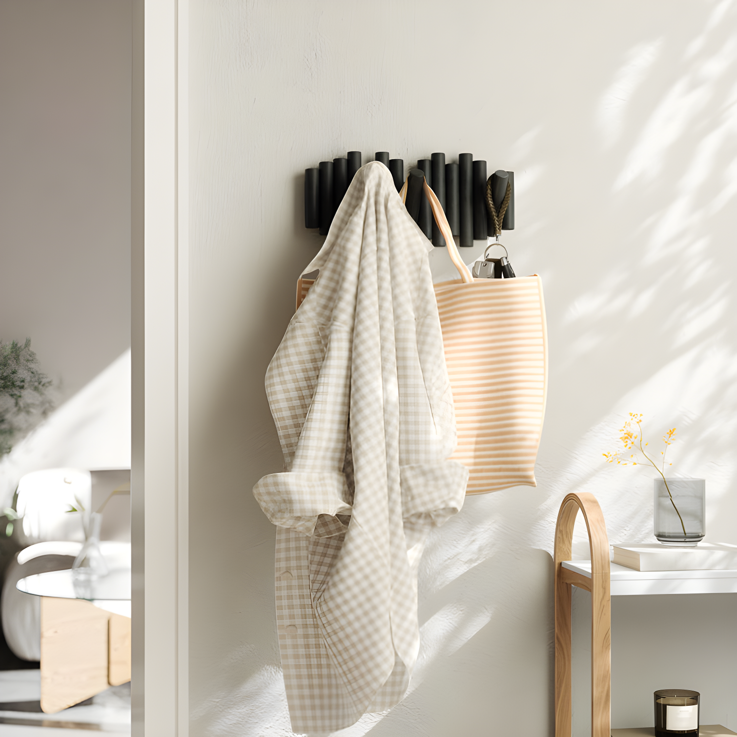 5 - Hook Solid Wood Coat Rack