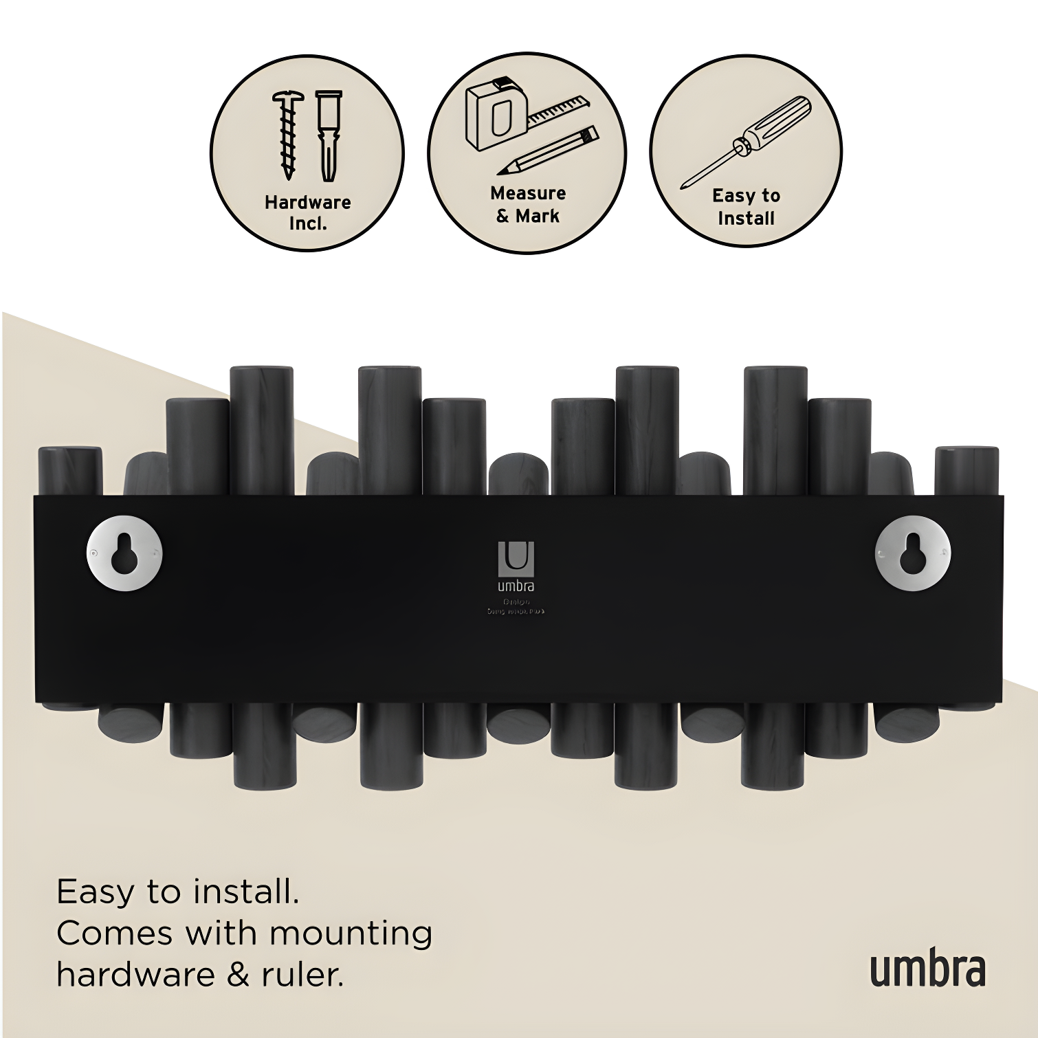 5 - Hook Solid Wood Coat Rack