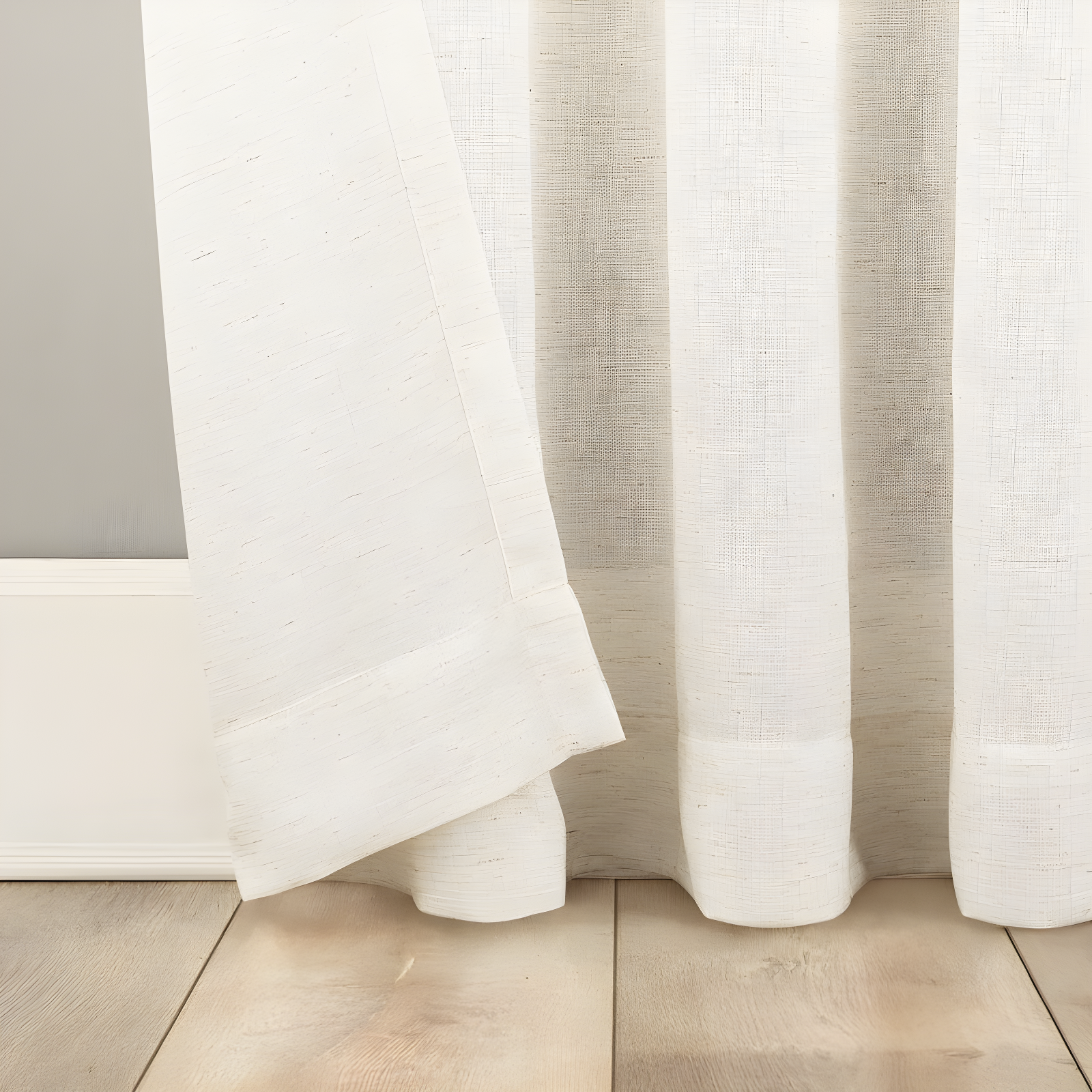 54"x63" No. 918 Light Filtering Semi-Sheer Amalfi Rod Pocket Curtain Panel Pearl White: Linen Curtain Panel