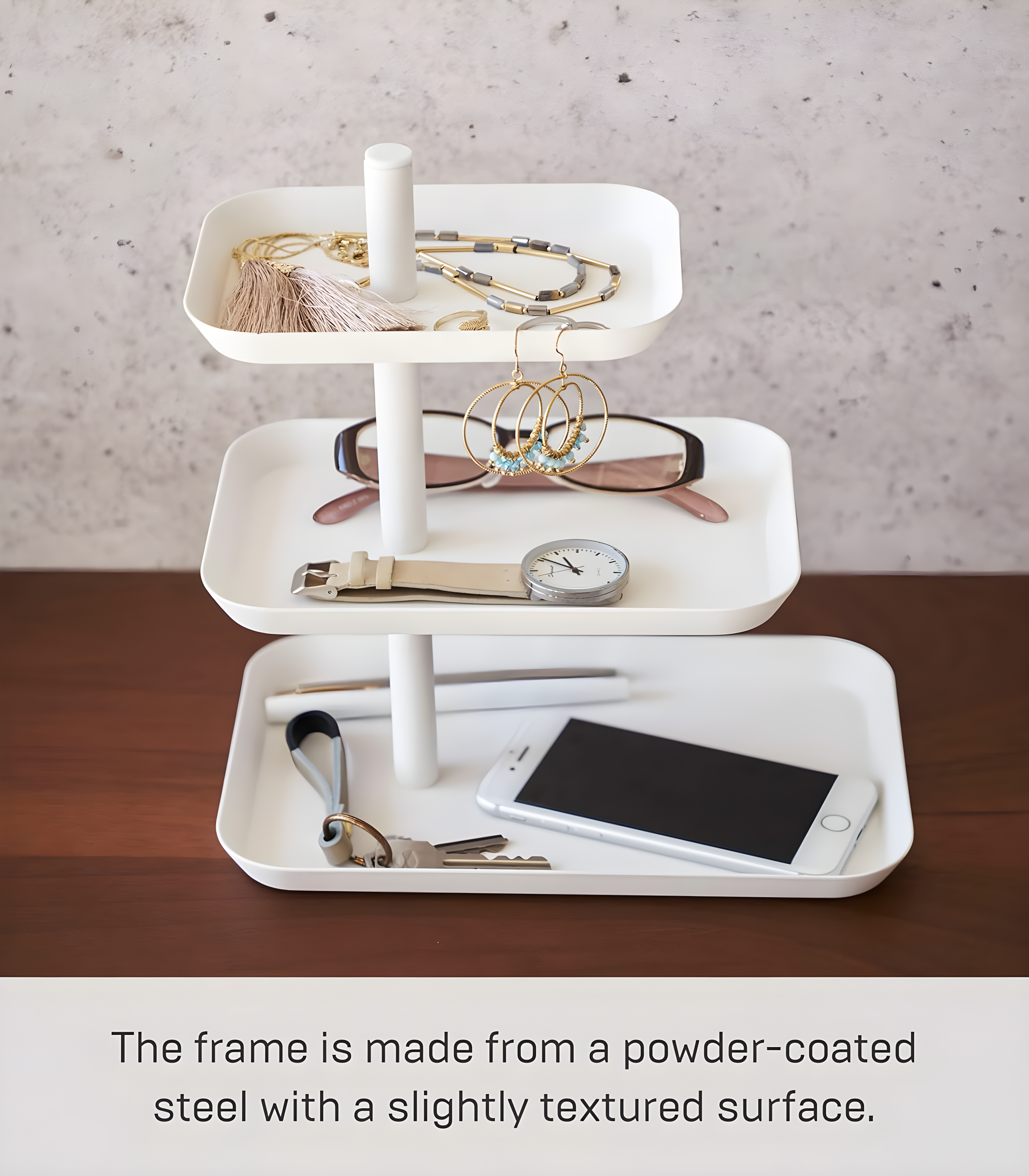 Yamazaki Home 3-Tier Accessory Tray - Jewelry Holder & Storage Organizer, Steel