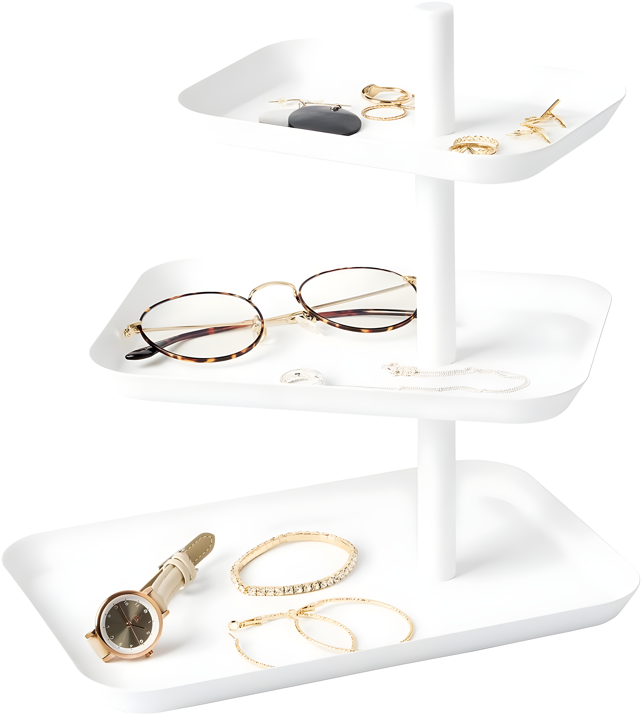 Yamazaki Home 3-Tier Accessory Tray - Jewelry Holder & Storage Organizer, Steel