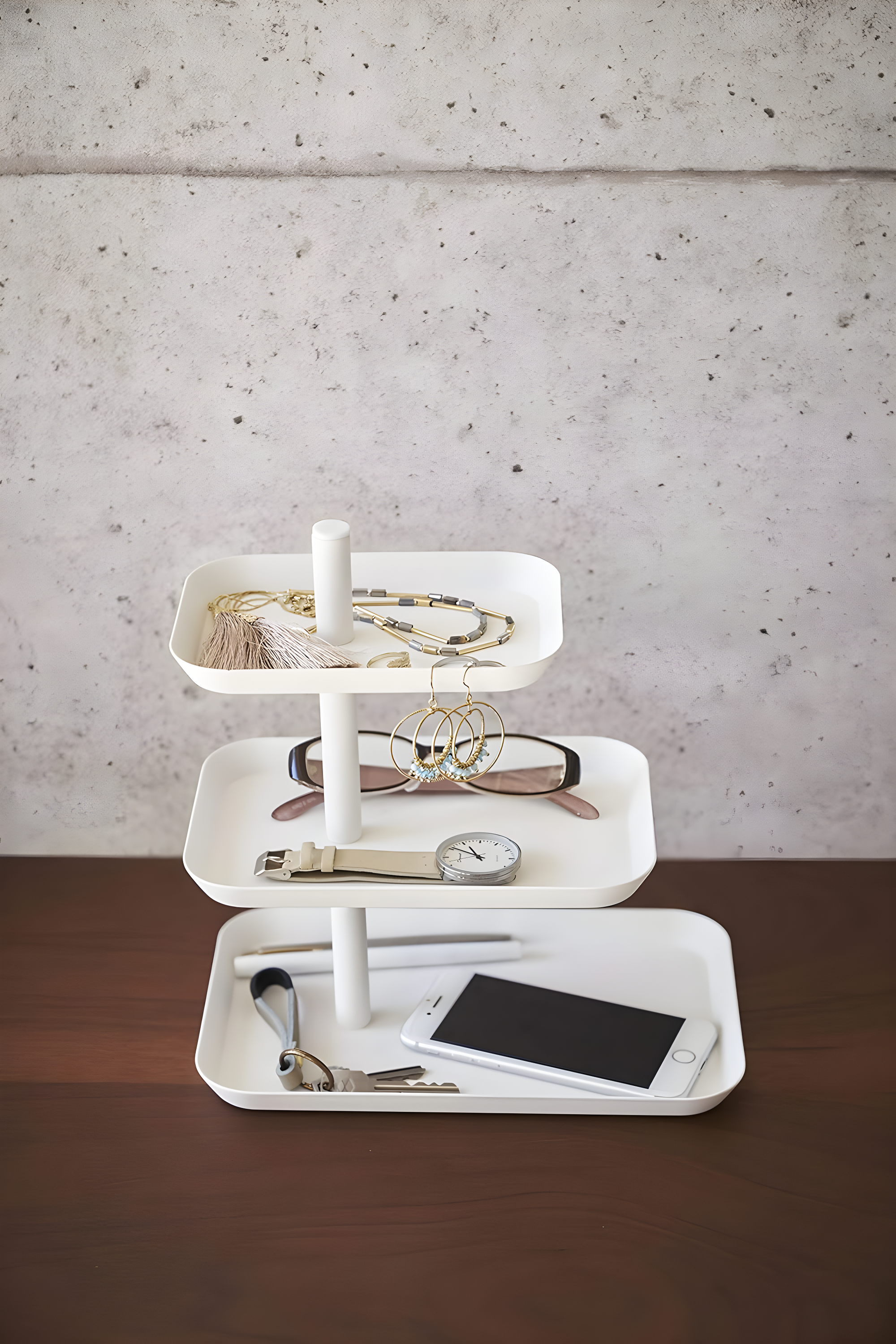 Yamazaki Home 3-Tier Accessory Tray - Jewelry Holder & Storage Organizer, Steel