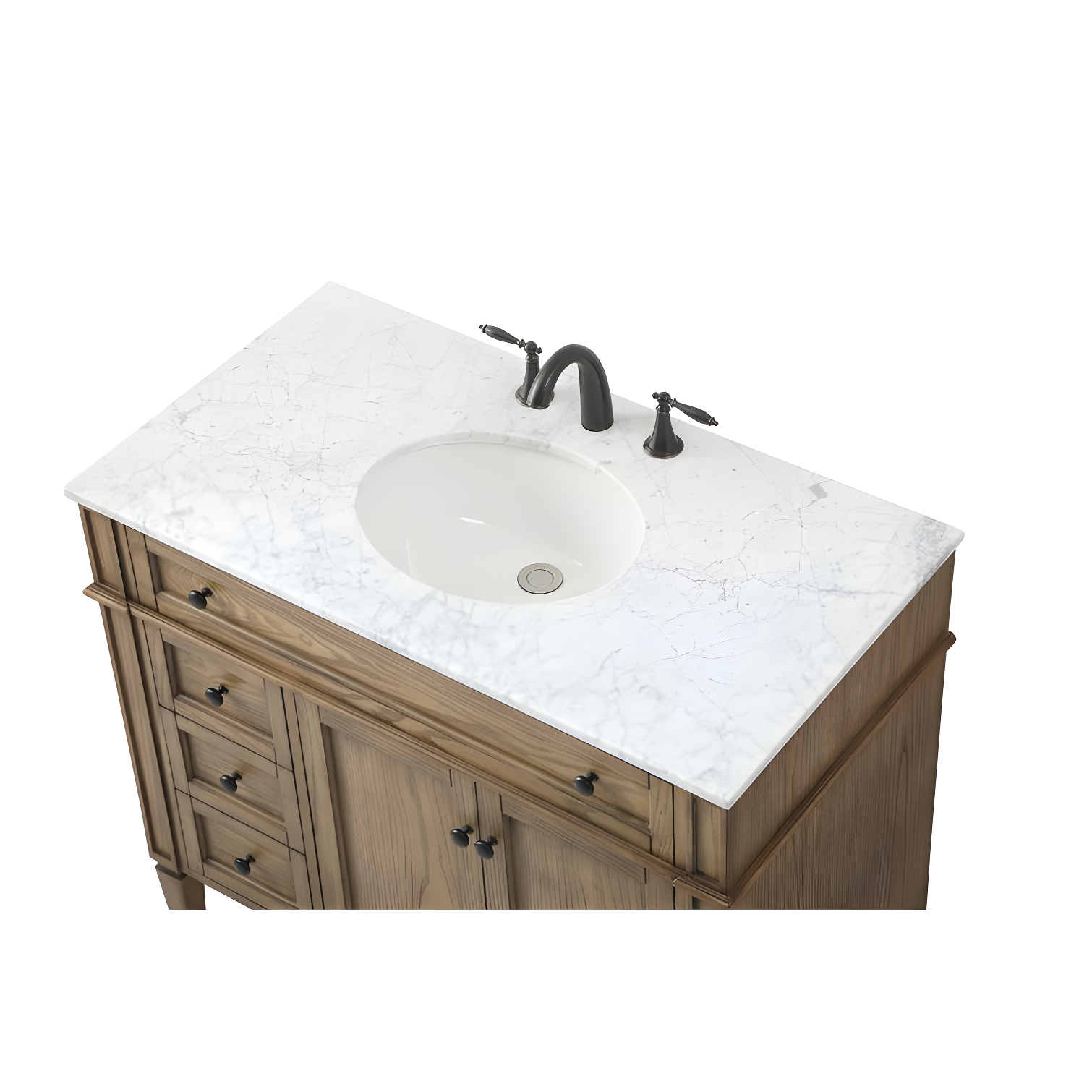 Rukie 40" Free-Standing Single Bathroom Vanity Set with Marble Vanity Top