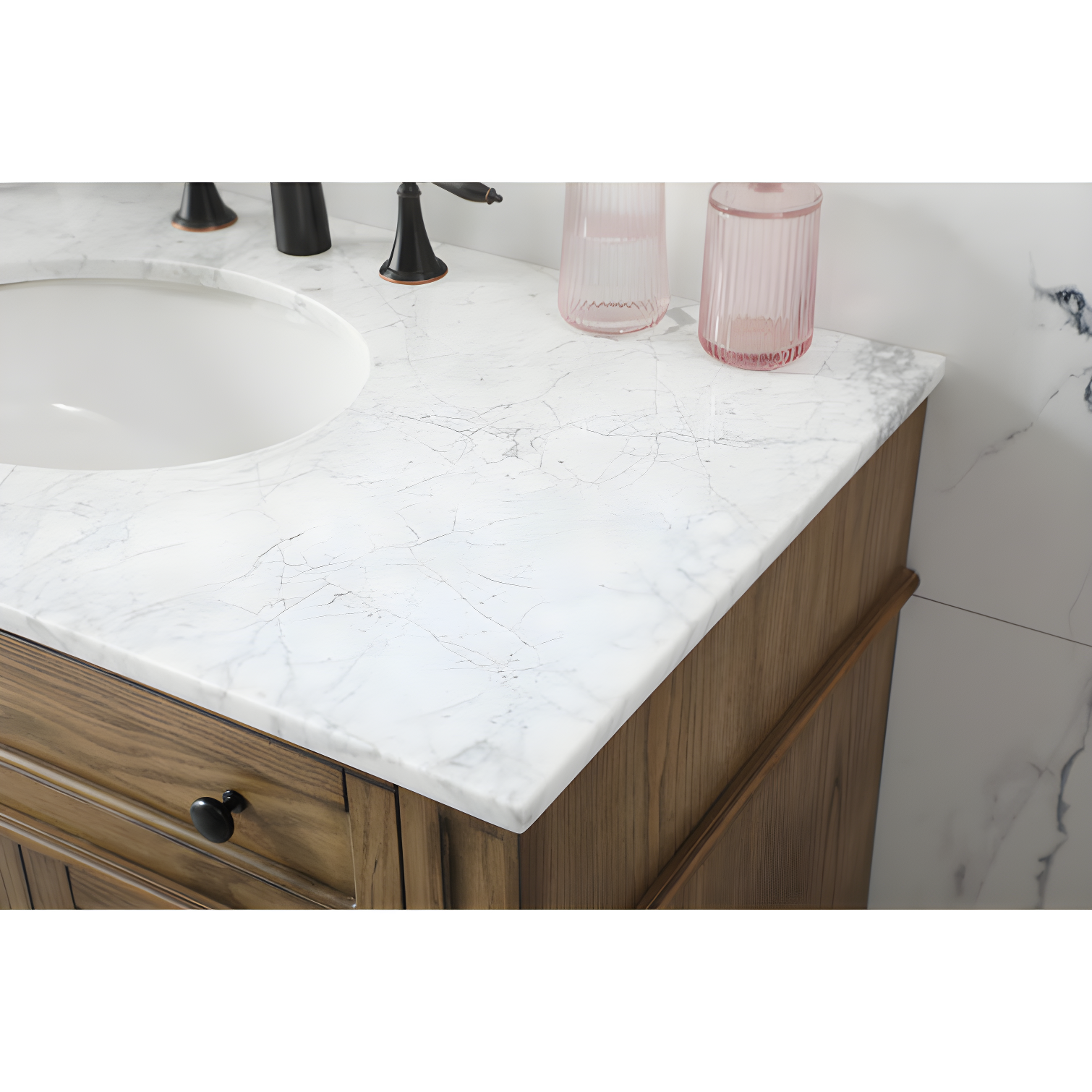 Rukie 40" Free-Standing Single Bathroom Vanity Set with Marble Vanity Top