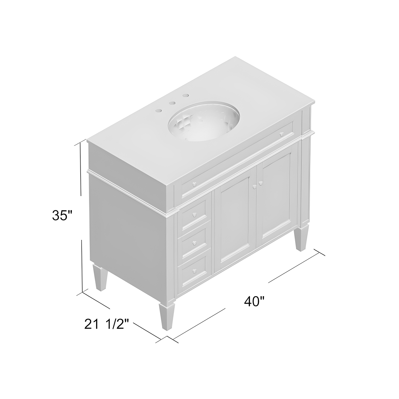 Rukie 40" Free-Standing Single Bathroom Vanity Set with Marble Vanity Top