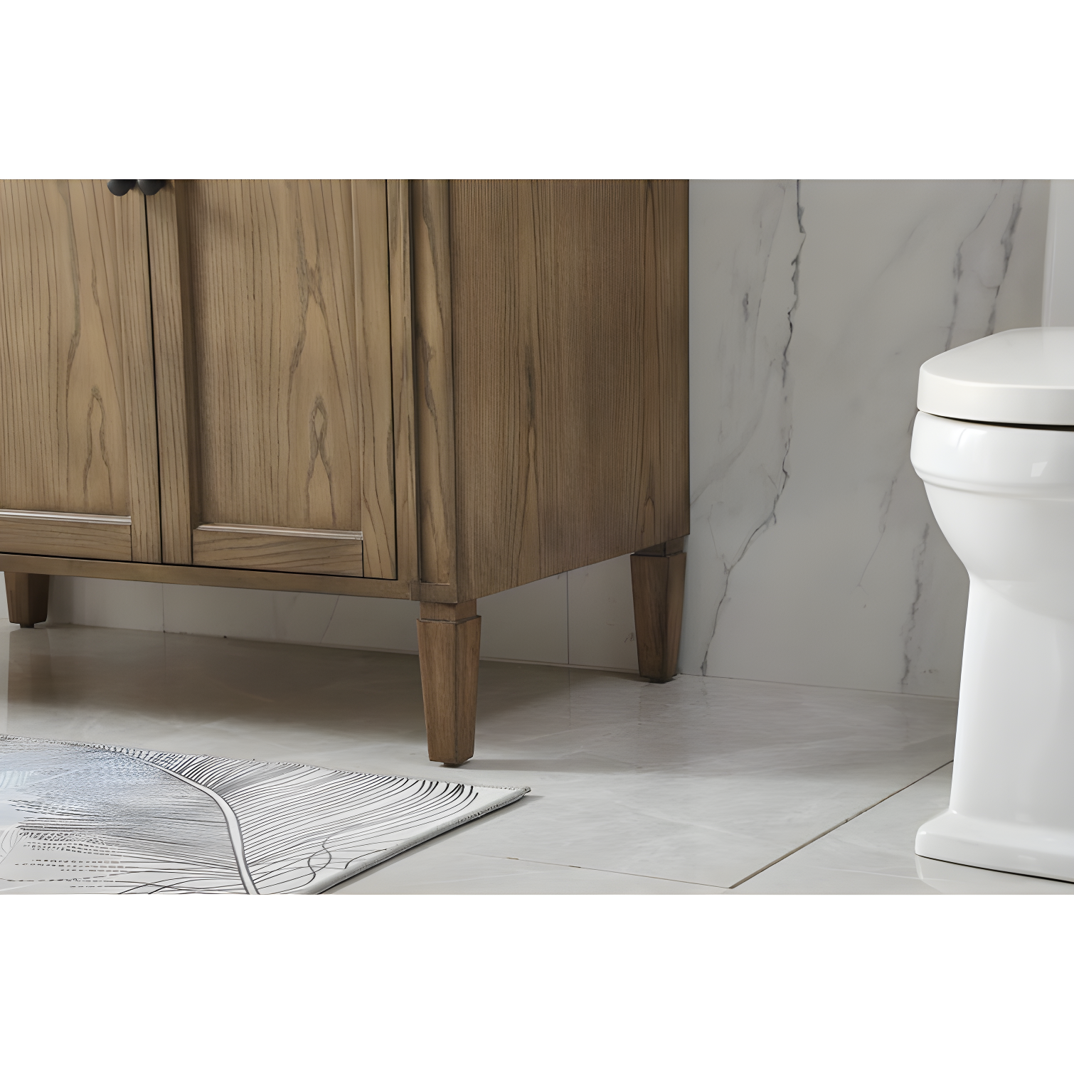 Rukie 40" Free-Standing Single Bathroom Vanity Set with Marble Vanity Top