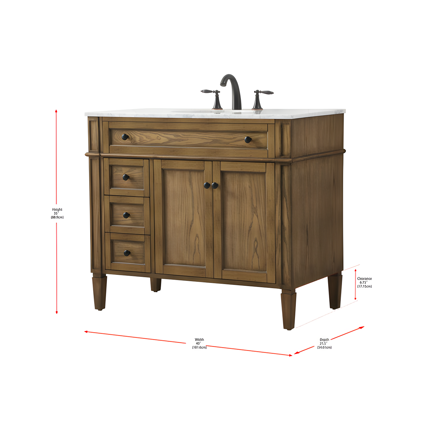 Rukie 40" Free-Standing Single Bathroom Vanity Set with Marble Vanity Top