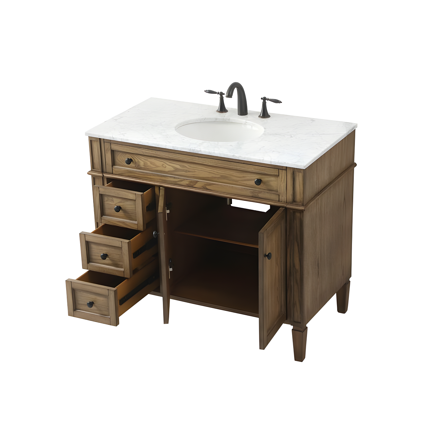 Rukie 40" Free-Standing Single Bathroom Vanity Set with Marble Vanity Top
