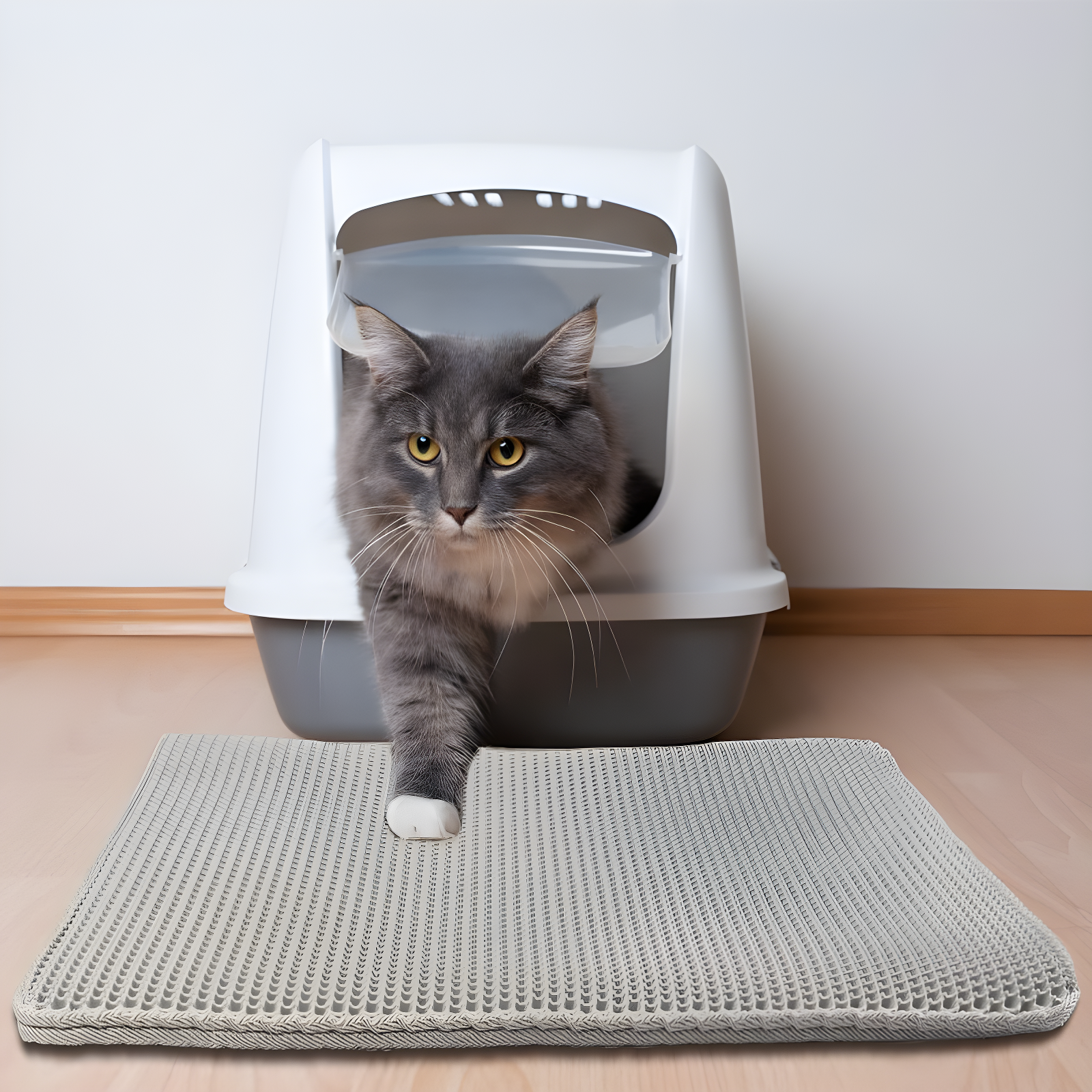 Cat Litter Mat - 30x24 Waterproof Litter Box Mat with Dual-Layer Honeycomb Design for Trapping Litter - Slip-Resistant Cat Mat