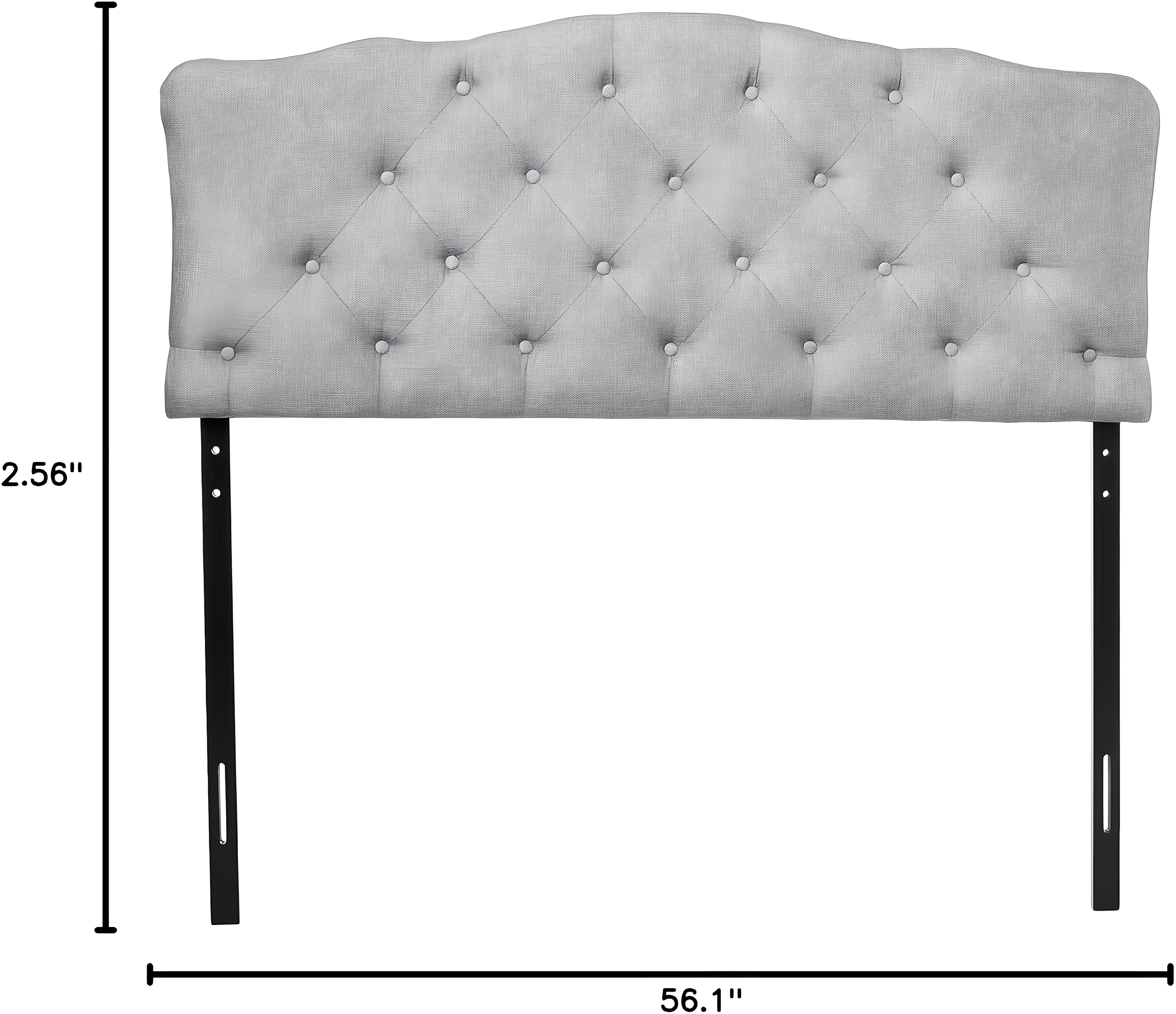 Full Rita Modern Fabric Upholstered Scalloped Headboard - Baxton Studio: Contemporary Design, Adjustable