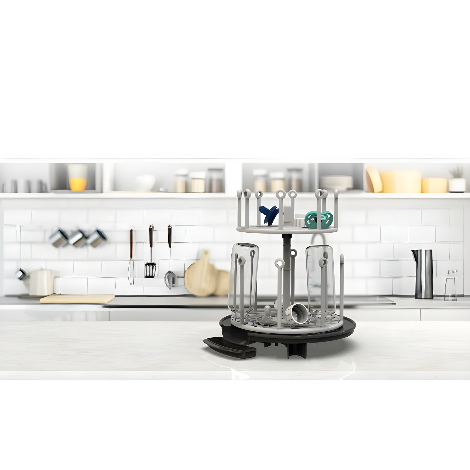 The First Years Plastic Spin Stack Bottle Drying Rack Black