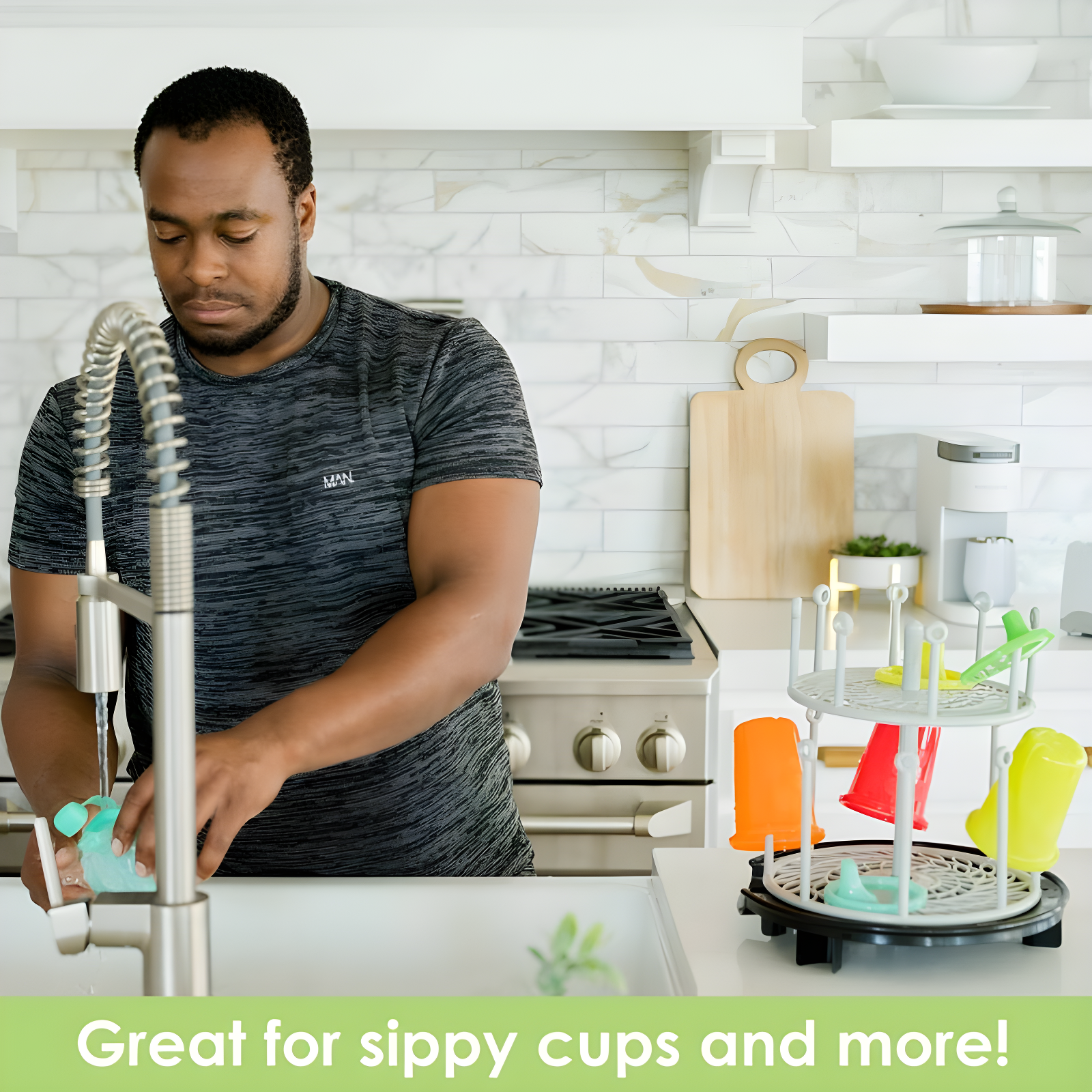 The First Years Plastic Spin Stack Bottle Drying Rack Black