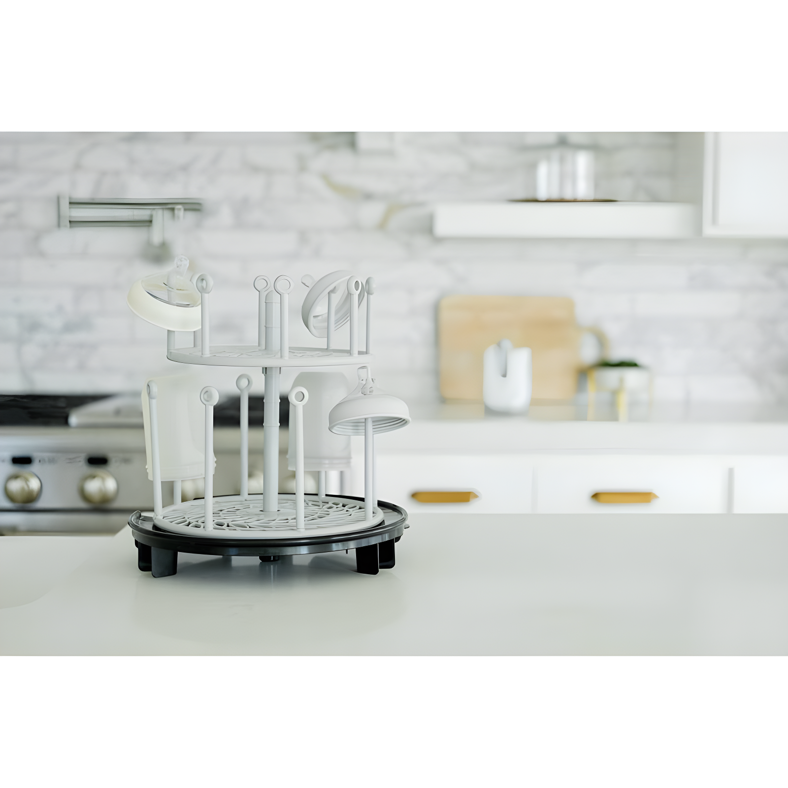The First Years Plastic Spin Stack Bottle Drying Rack Black