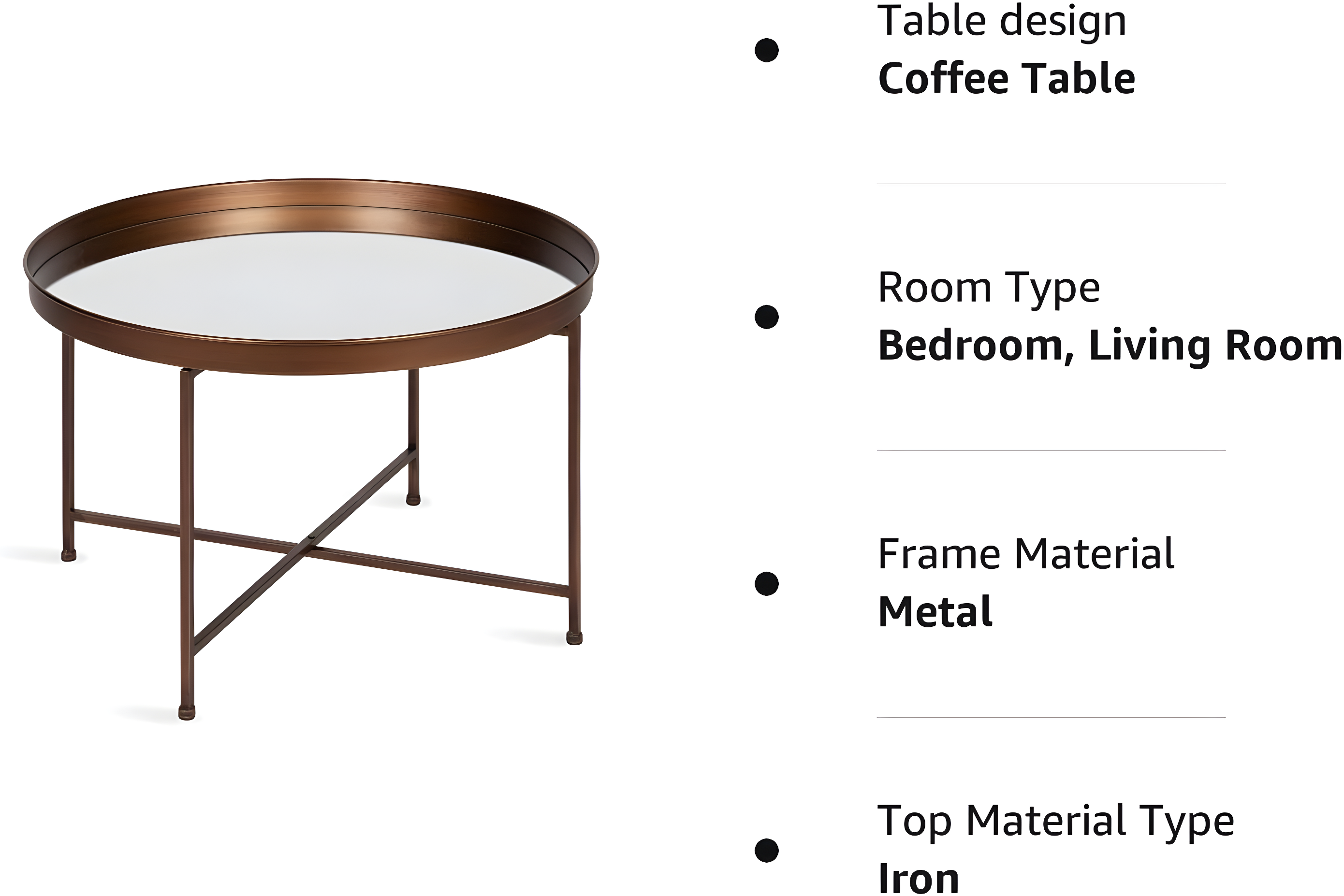 Kate and Laurel Celia Round Metal Coffee Table, 28.25x28.25x19, Bronze