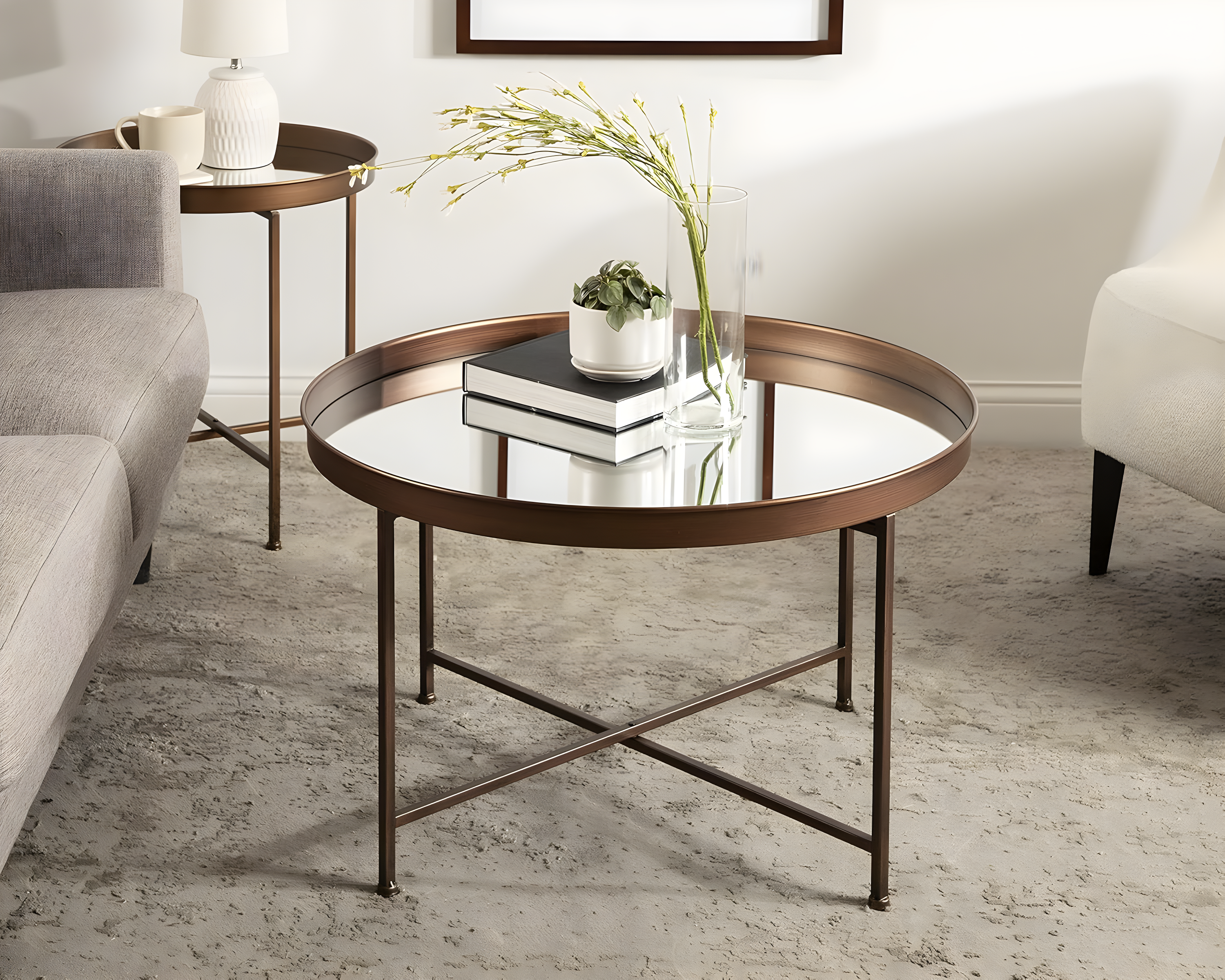 Kate and Laurel Celia Round Metal Coffee Table, 28.25x28.25x19, Bronze