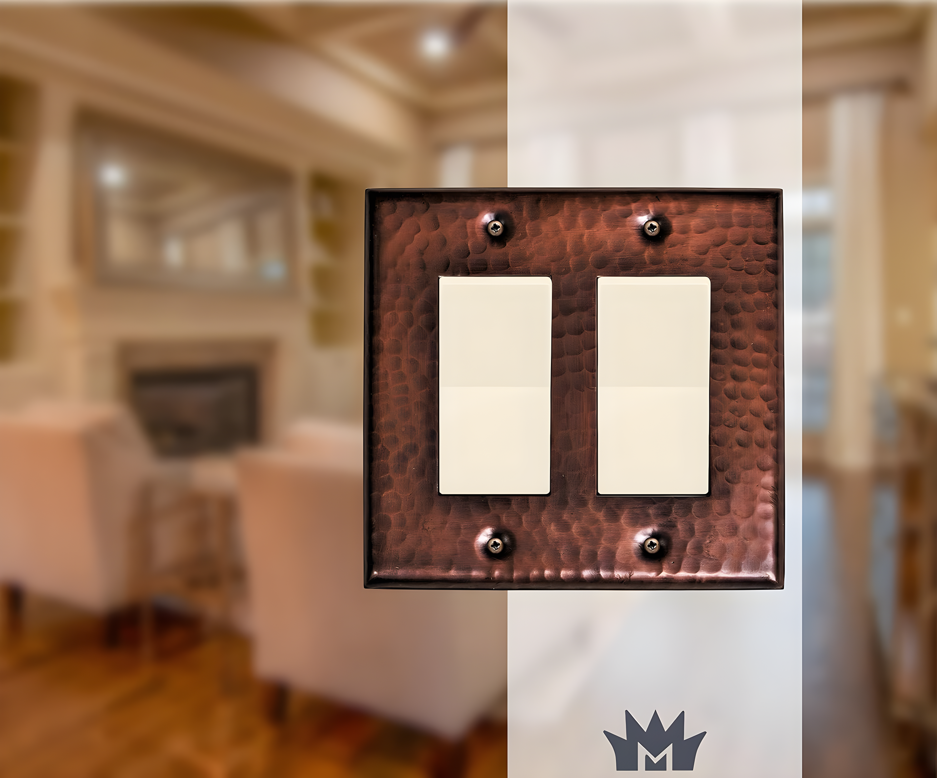 Monarch Abode Hand Hammered 2 - Gang Rocker Standard Wall Plate