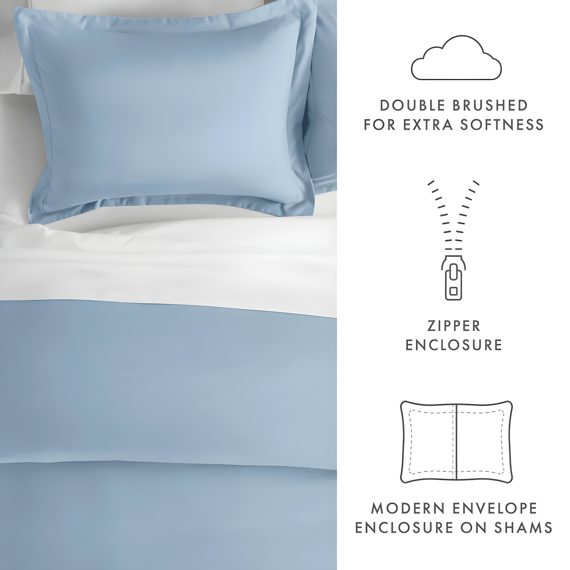 Duvet Cover Set Super Soft Microfiber Bedding in Solid Colors