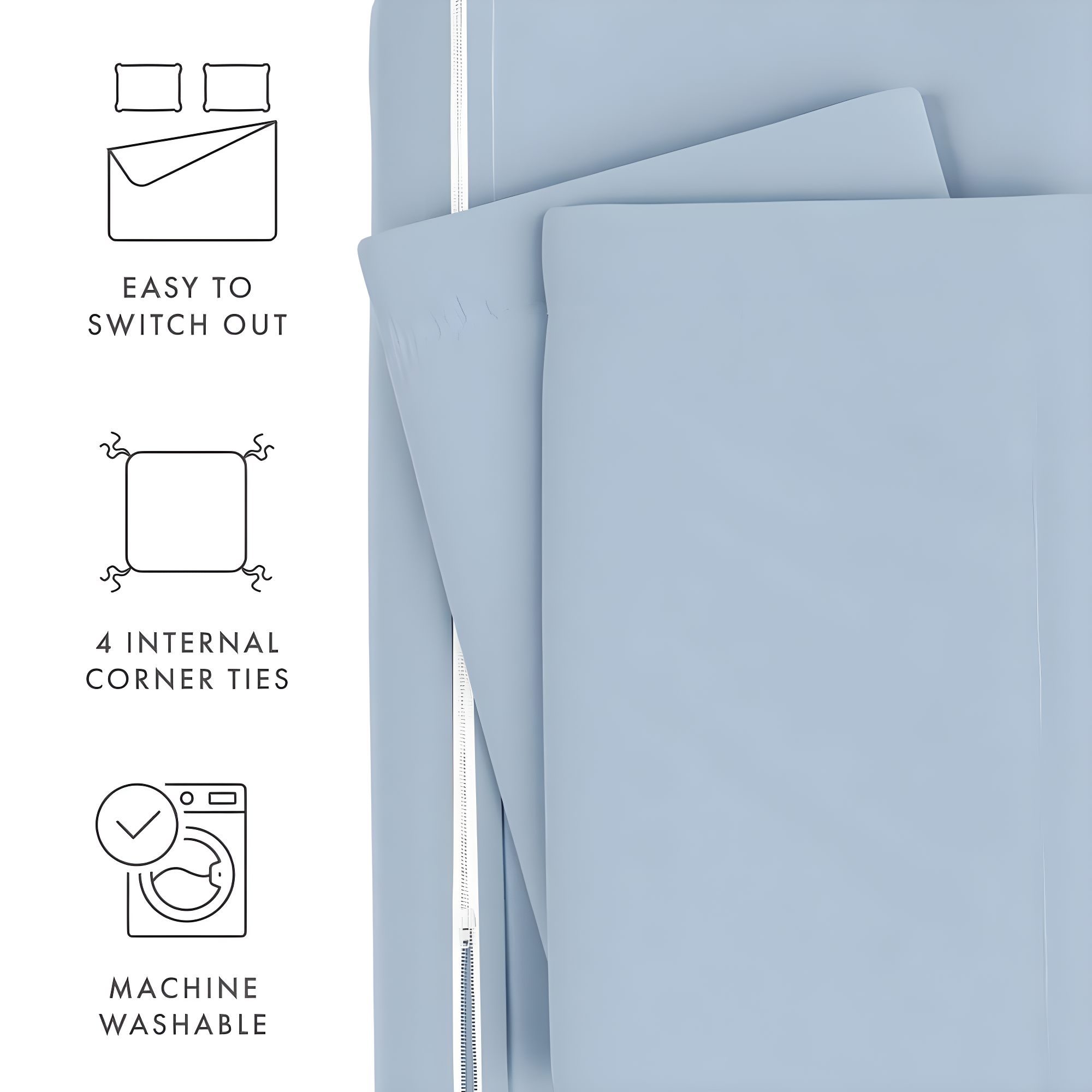 Duvet Cover Set Super Soft Microfiber Bedding in Solid Colors