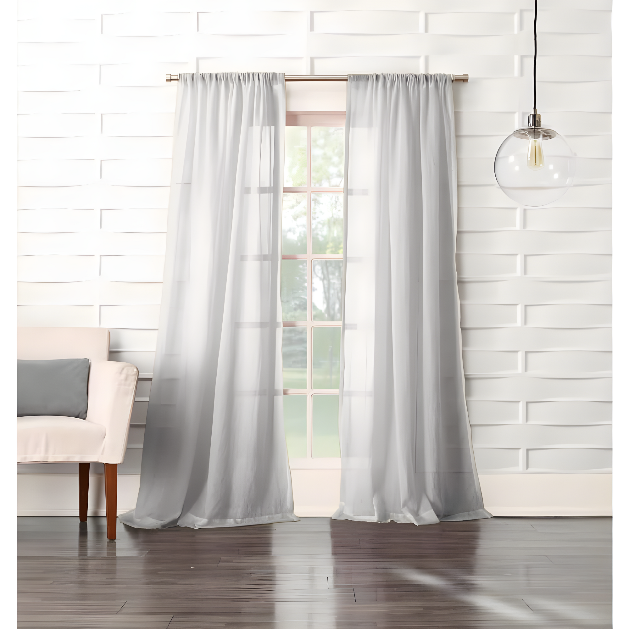 50"x84" No. 918 Sheer Avril Crushed Texture Rod Pocket Curtain Panel Gray: Light Filtering, Machine Washable, Polyester