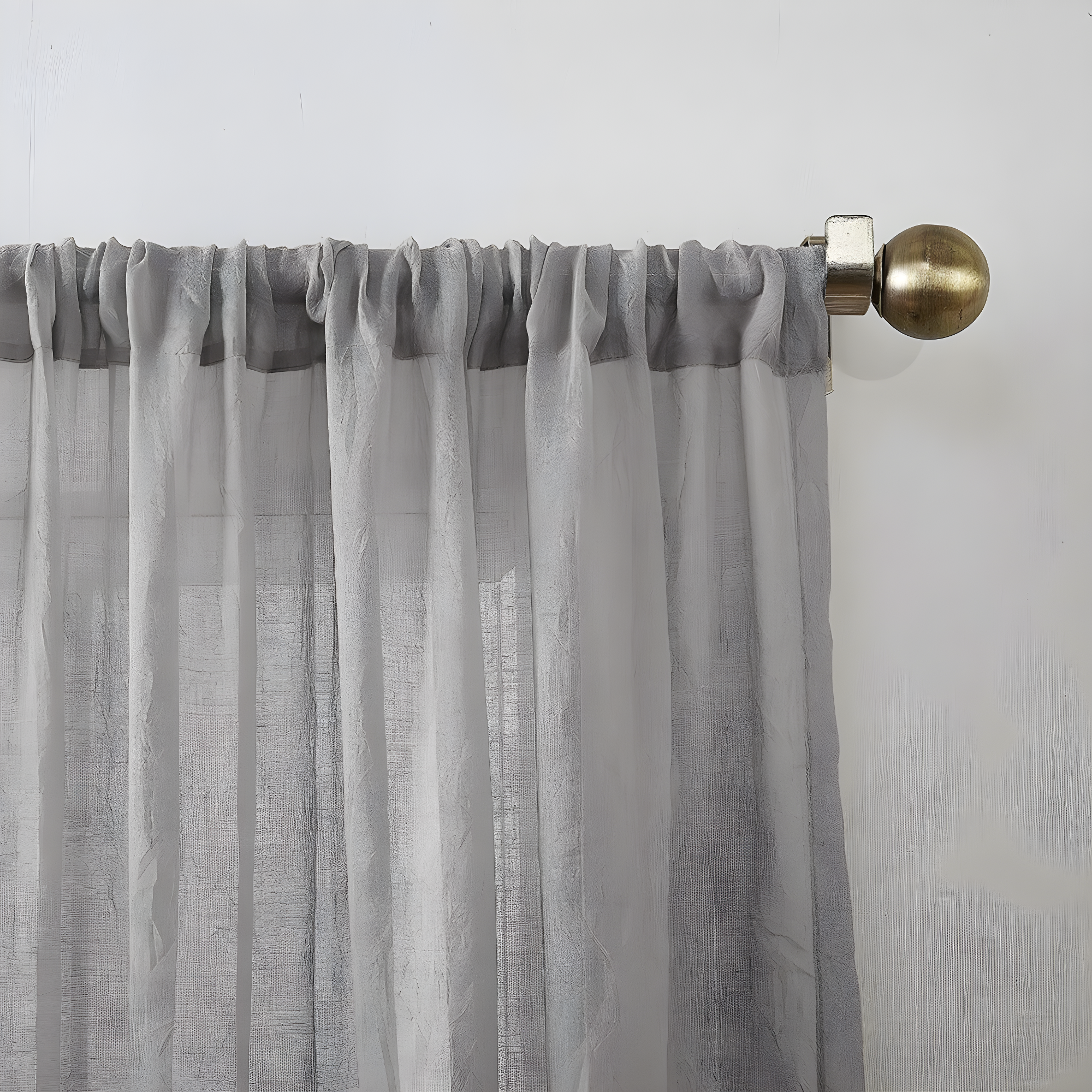 50"x84" No. 918 Sheer Avril Crushed Texture Rod Pocket Curtain Panel Gray: Light Filtering, Machine Washable, Polyester