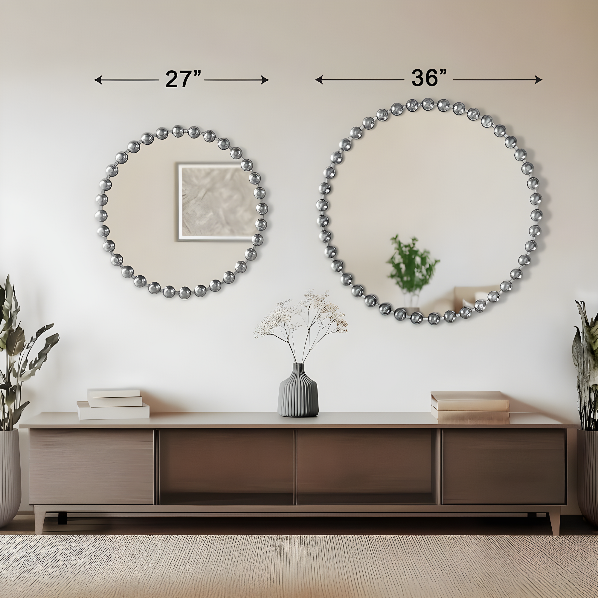 Marlowe Beaded Round Metal Wall Mirror