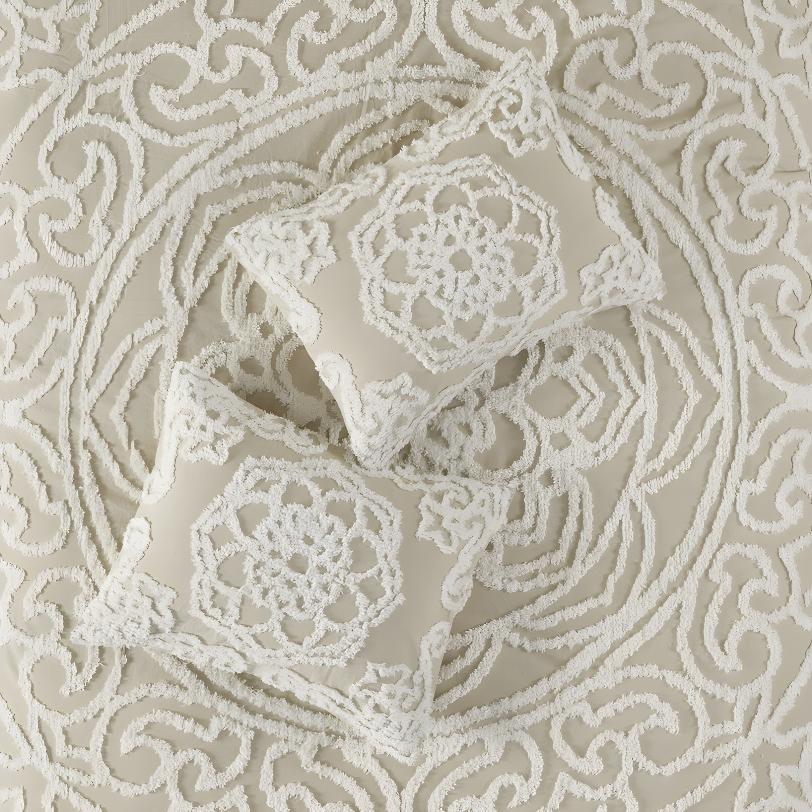 Madison Park Laetitia Tufted Chenille Cotton Medallion Fringe Coverlet Set