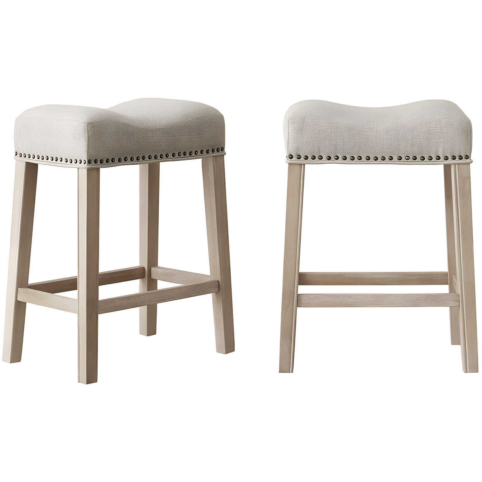 Roundhill Furniture CoCo Upholstered Backless Saddle Seat Counter Stools 24 height, Tan, Set of 2