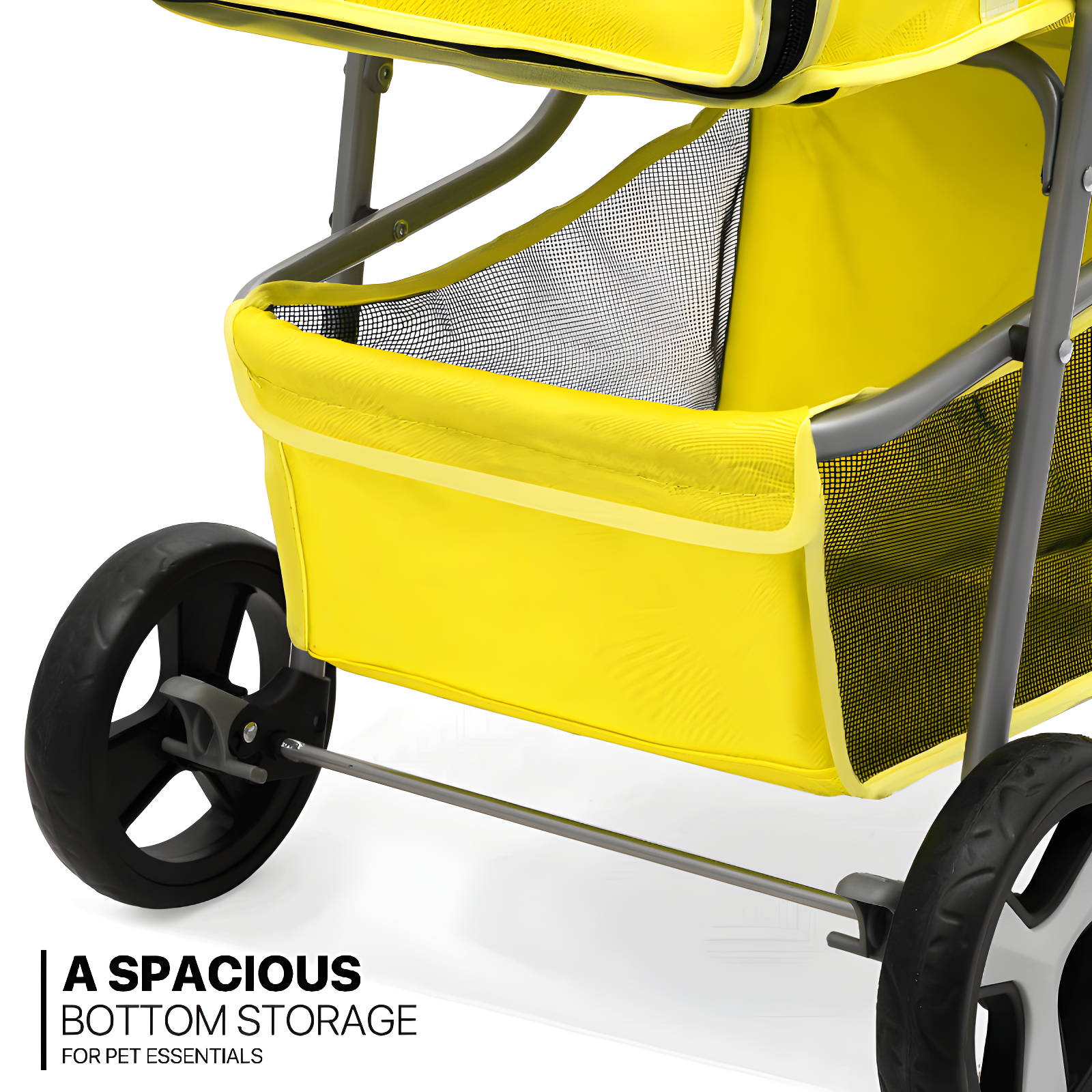 3 Wheel Folding Pet Stroller, Foldable Dog Jogger Stroller with Storage Basket, Cup Holder & Canopy