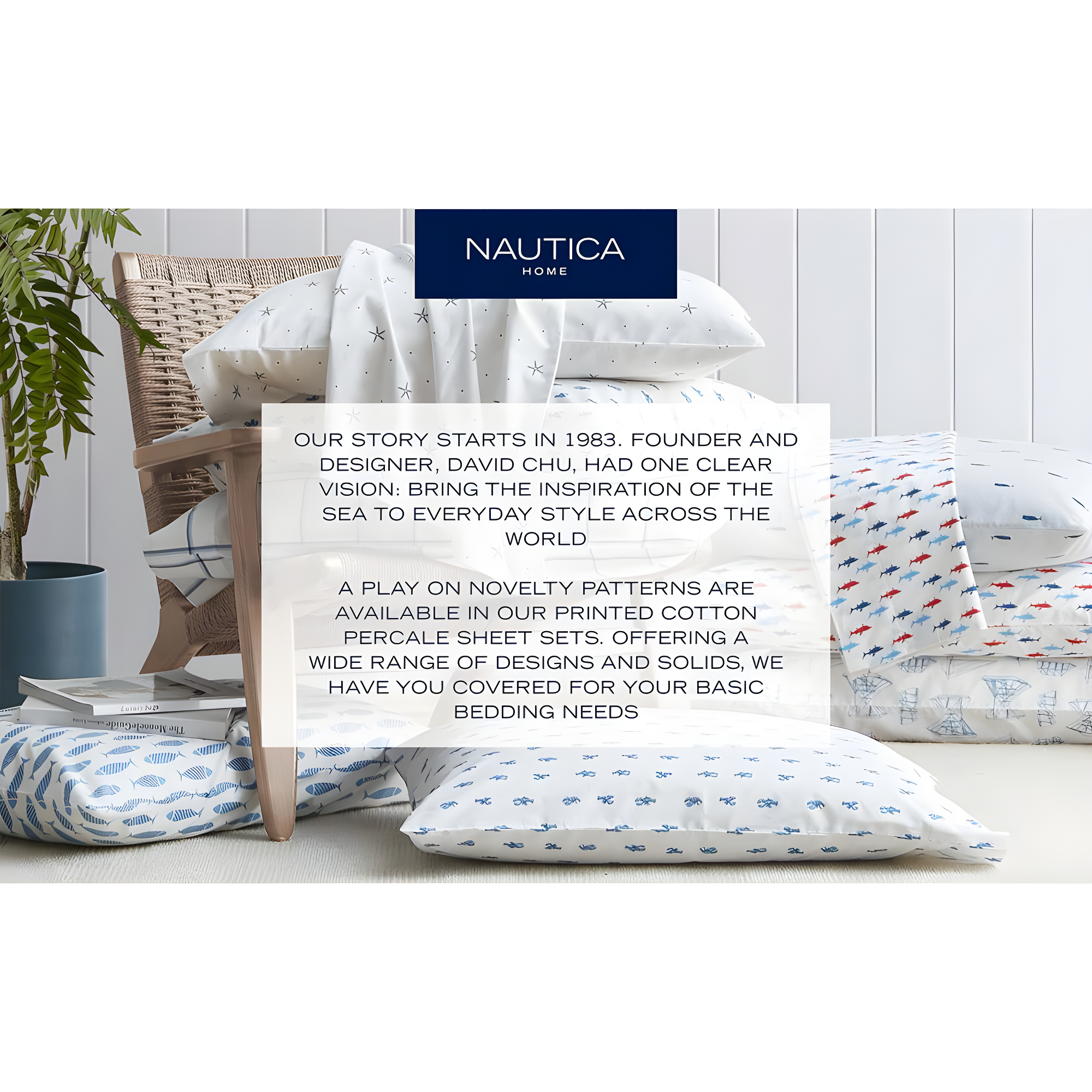 Nautica Solid Cotton Percale Sheet Sets