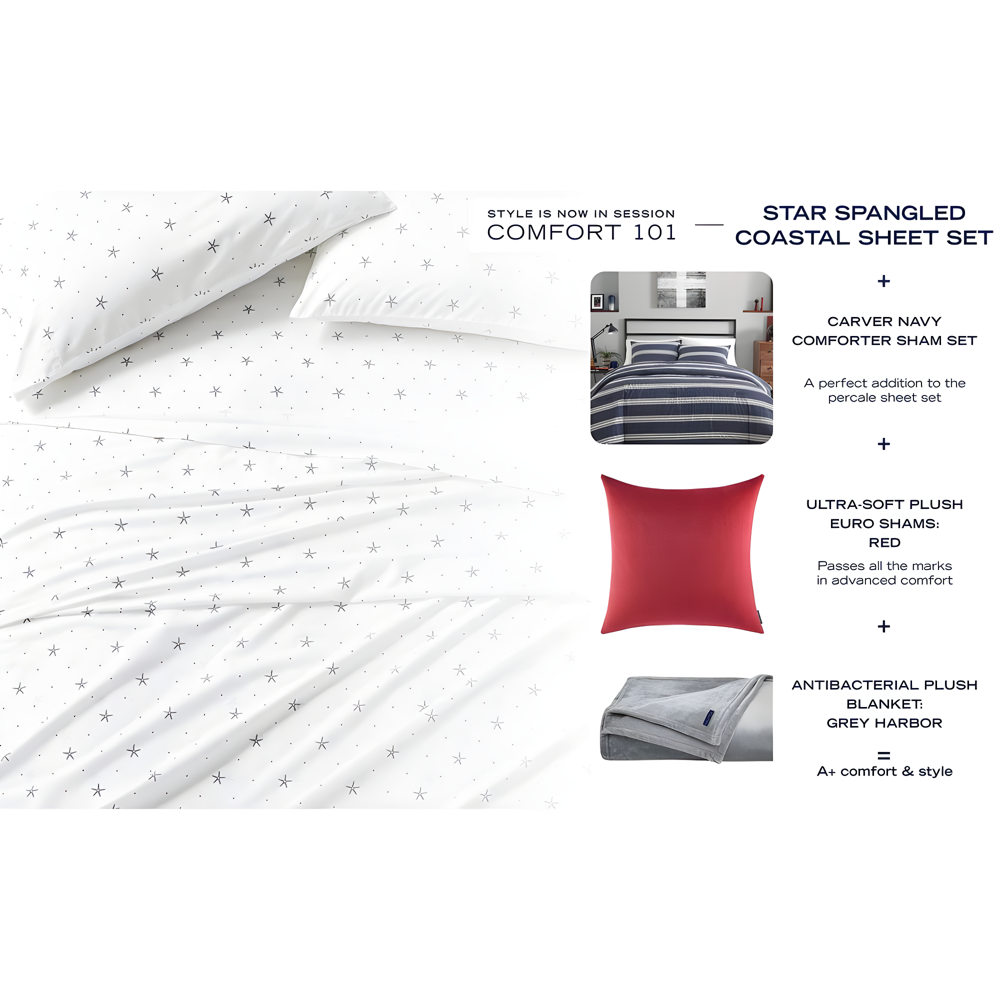 Nautica Solid Cotton Percale Sheet Sets