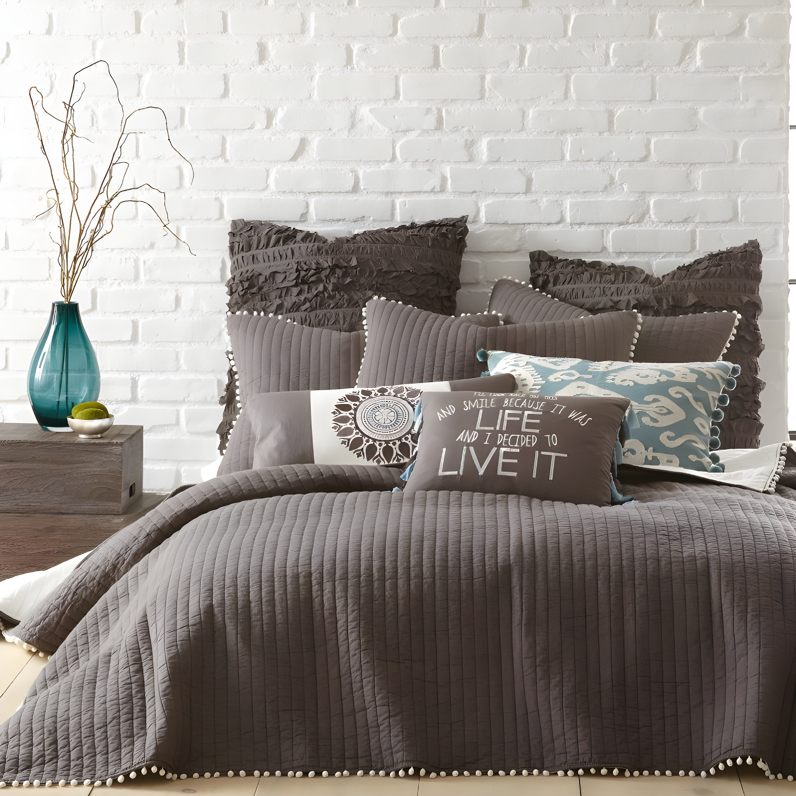 Pom Pom Slate Twin/Twin XL Quilt - Levtex Home