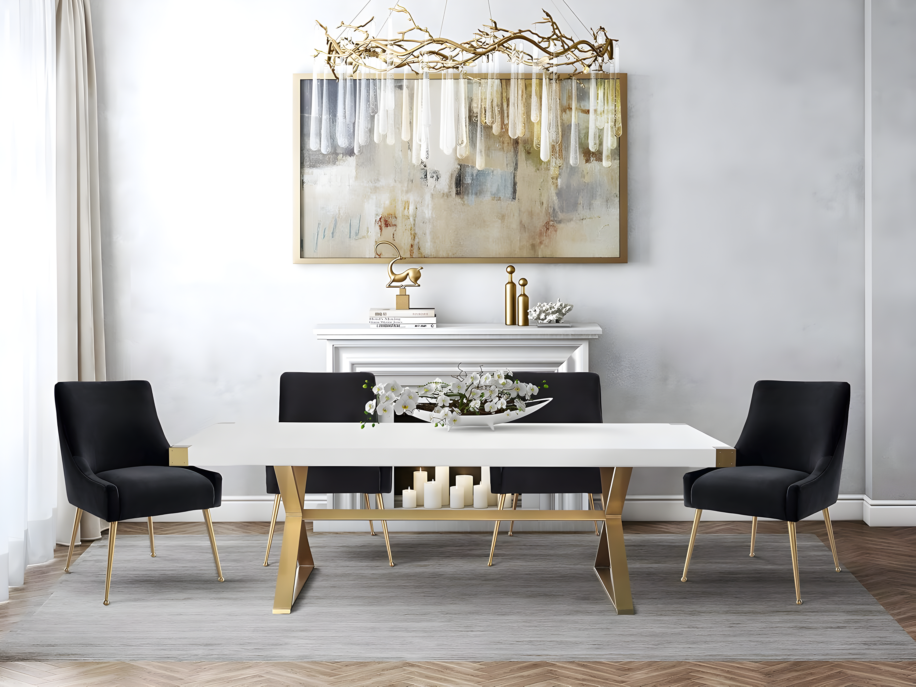 Beatrix 19'' H Velvet Upholstered Metal Parsons Chair