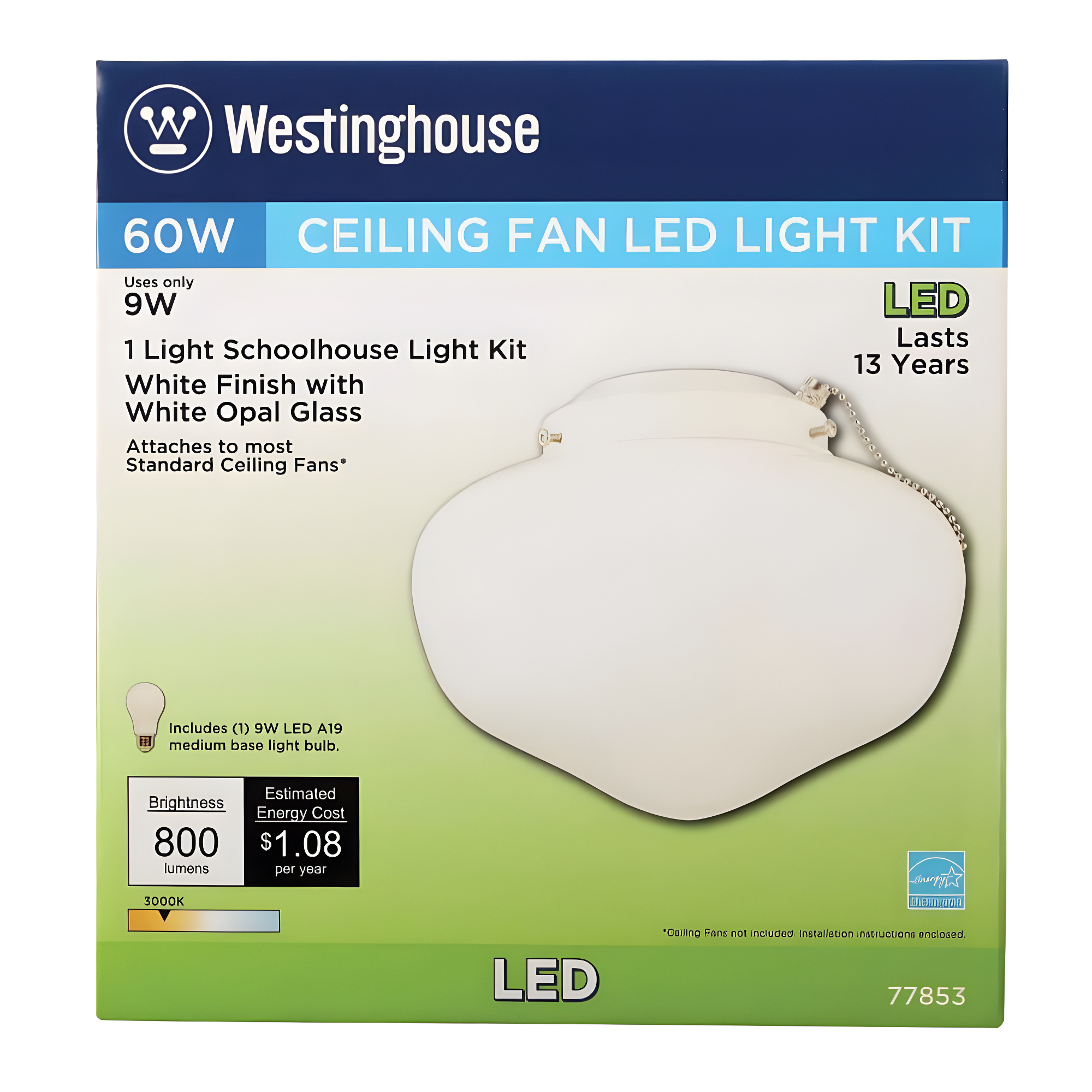 Westinghouse Lighting 8.25'' 1 - Light Schoohouse Ceiling Fan Light Kit