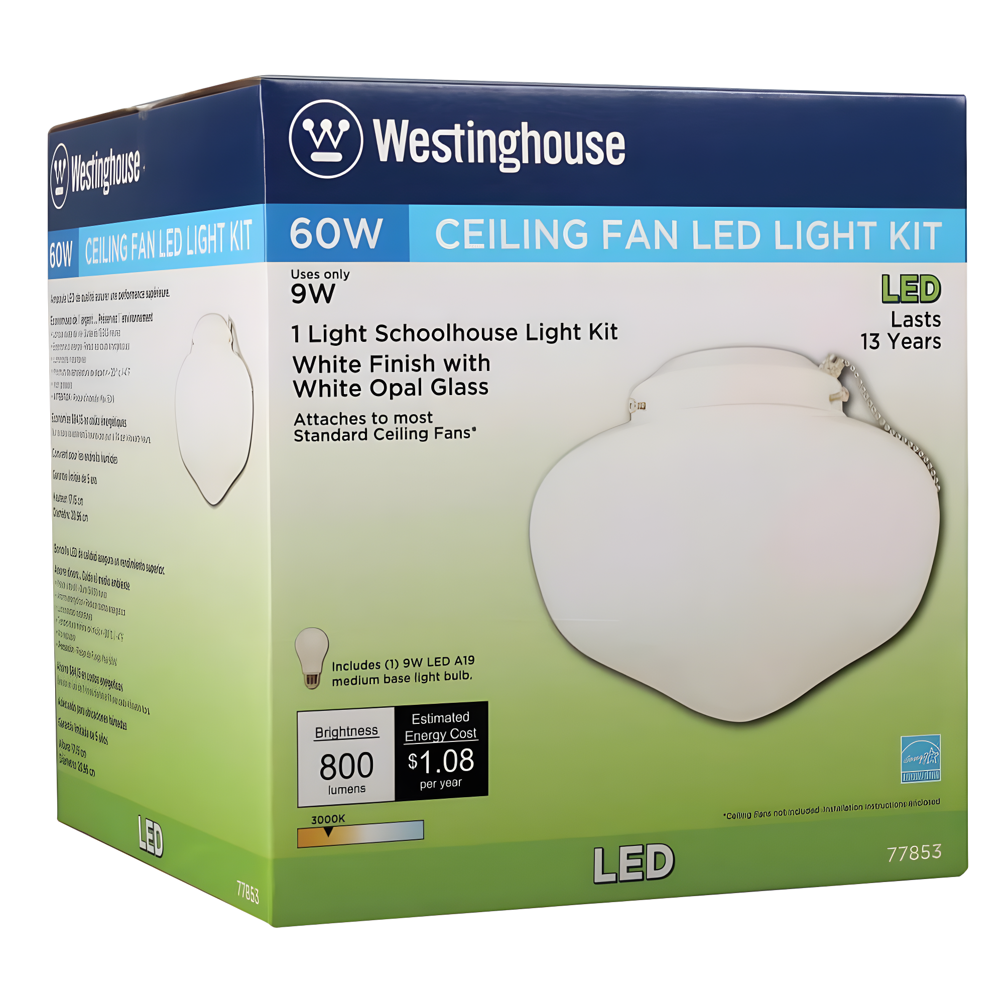 Westinghouse Lighting 8.25'' 1 - Light Schoohouse Ceiling Fan Light Kit