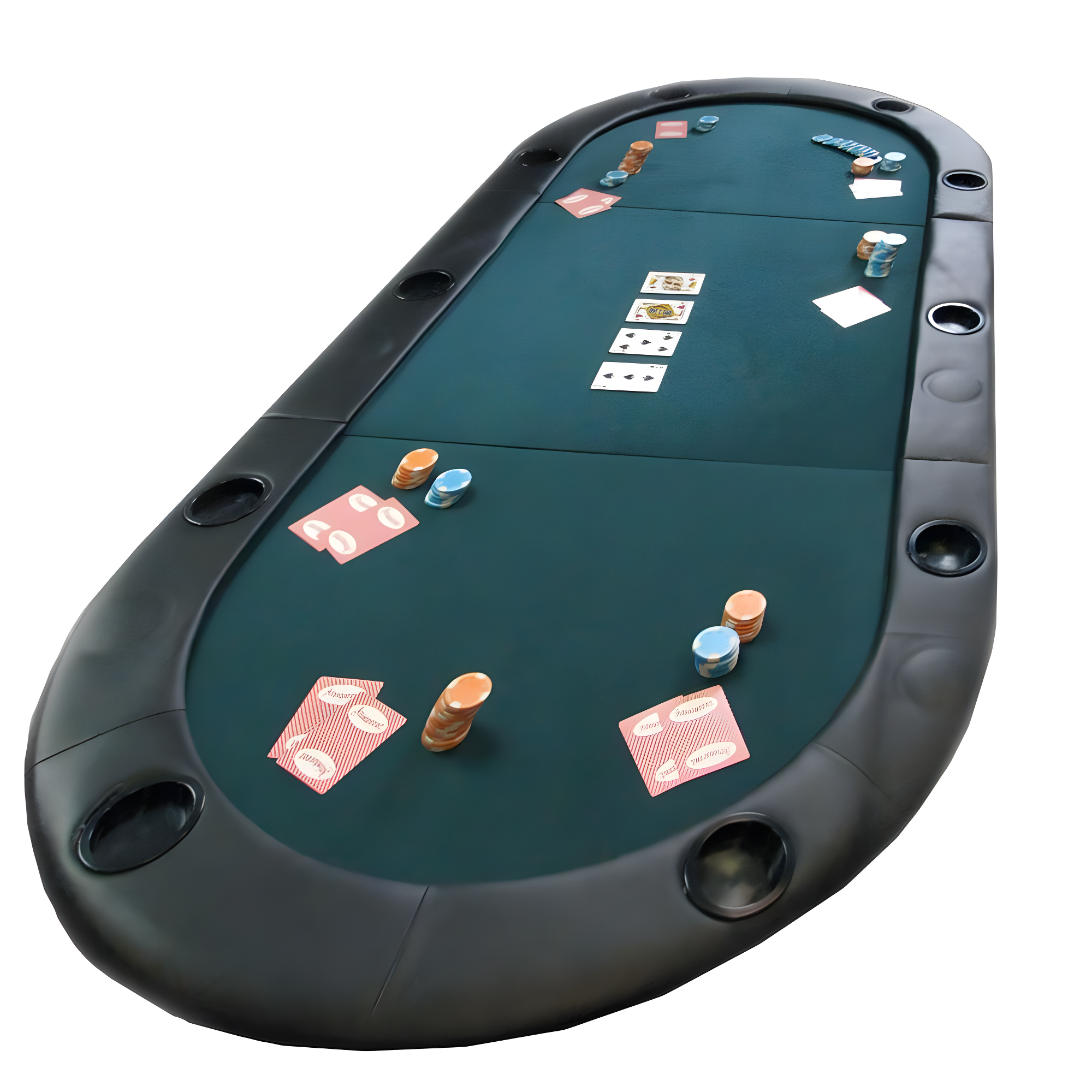 Trademark Global Texas Hold'em Folding Poker Table Top Water-Resistant Folding Mat with Cupholders and Padded Edges Seats 10 People