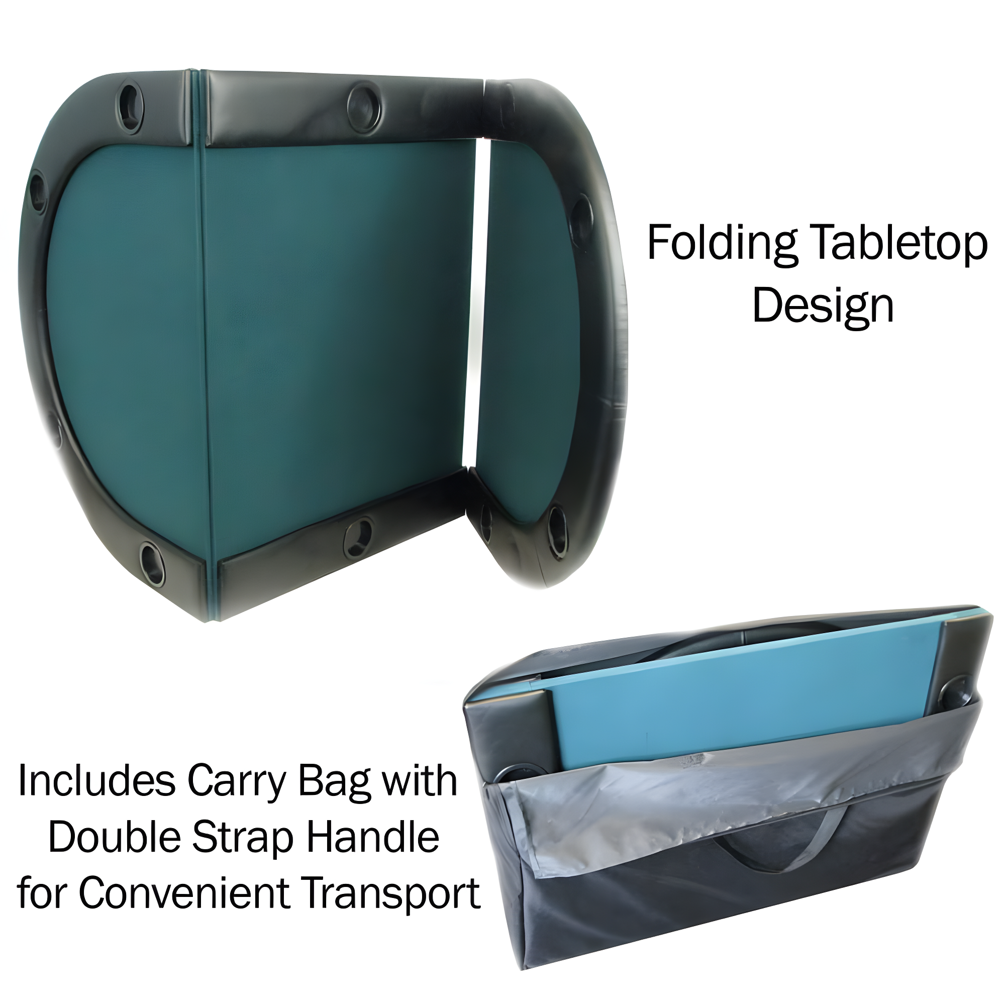Trademark Global Texas Hold'em Folding Poker Table Top Water-Resistant Folding Mat with Cupholders and Padded Edges Seats 10 People