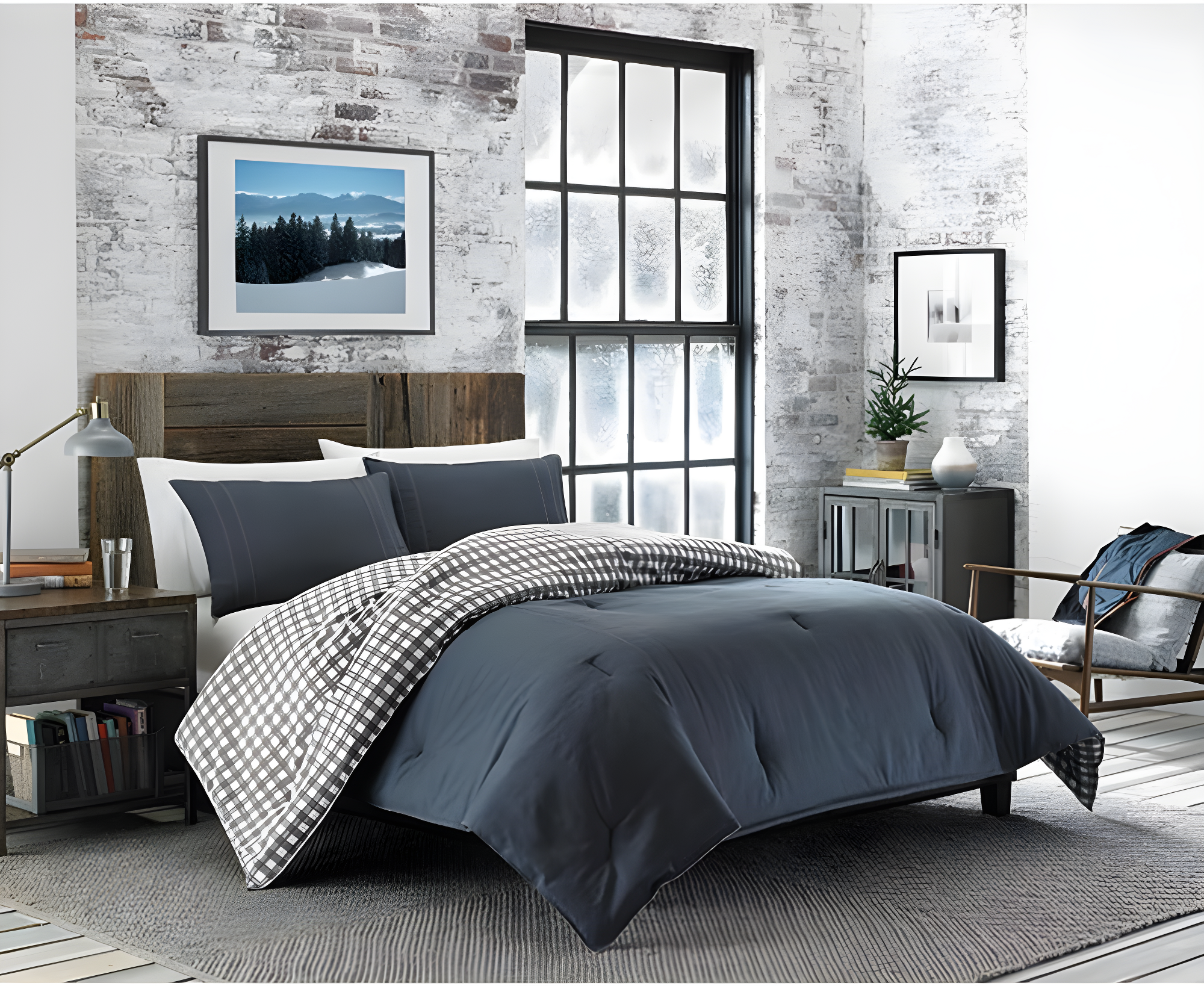 Eddie Bauer Eddie Bauer Kingston Navy Cotton Reversible Comforter Set