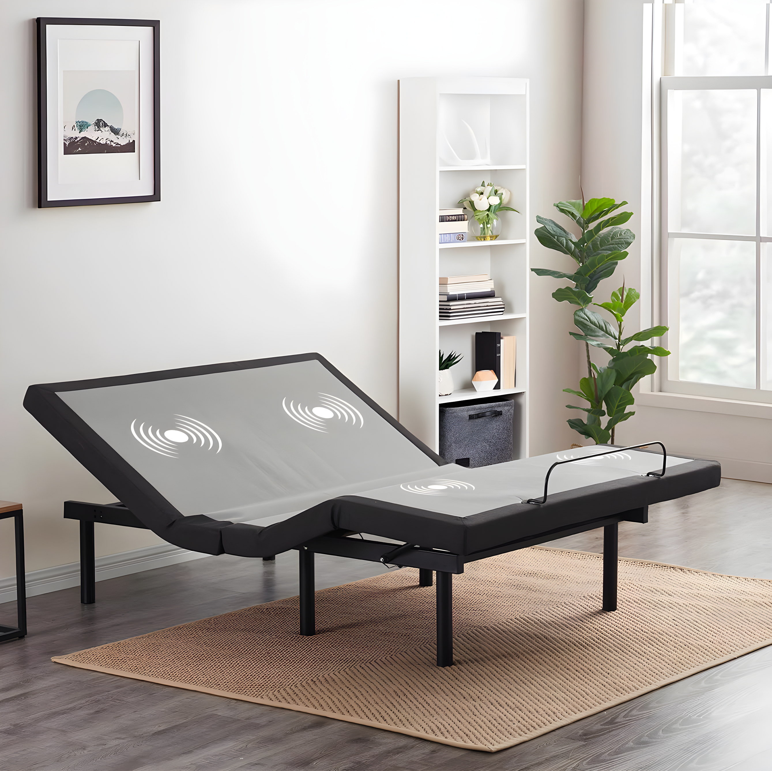 Clara Clark Clara Clark Massaging Zero Gravity, Zero Clearance Adjustable Bed with Wireless Remote, USB Ports & LED Lights