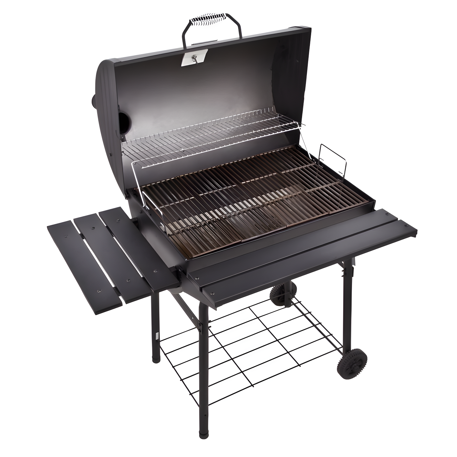 Charbroil American Gourmet 840 Barrel Charcoal Grill with Side Shelves