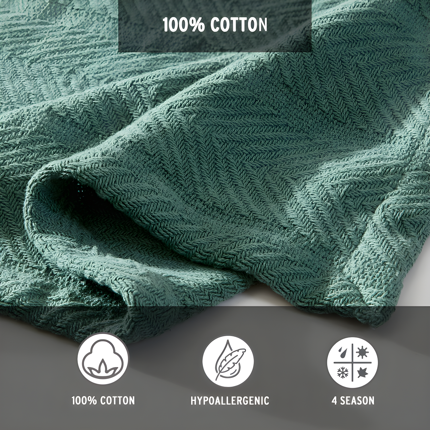 Eddie Bauer Herringbone Cotton Reversible Blanket
