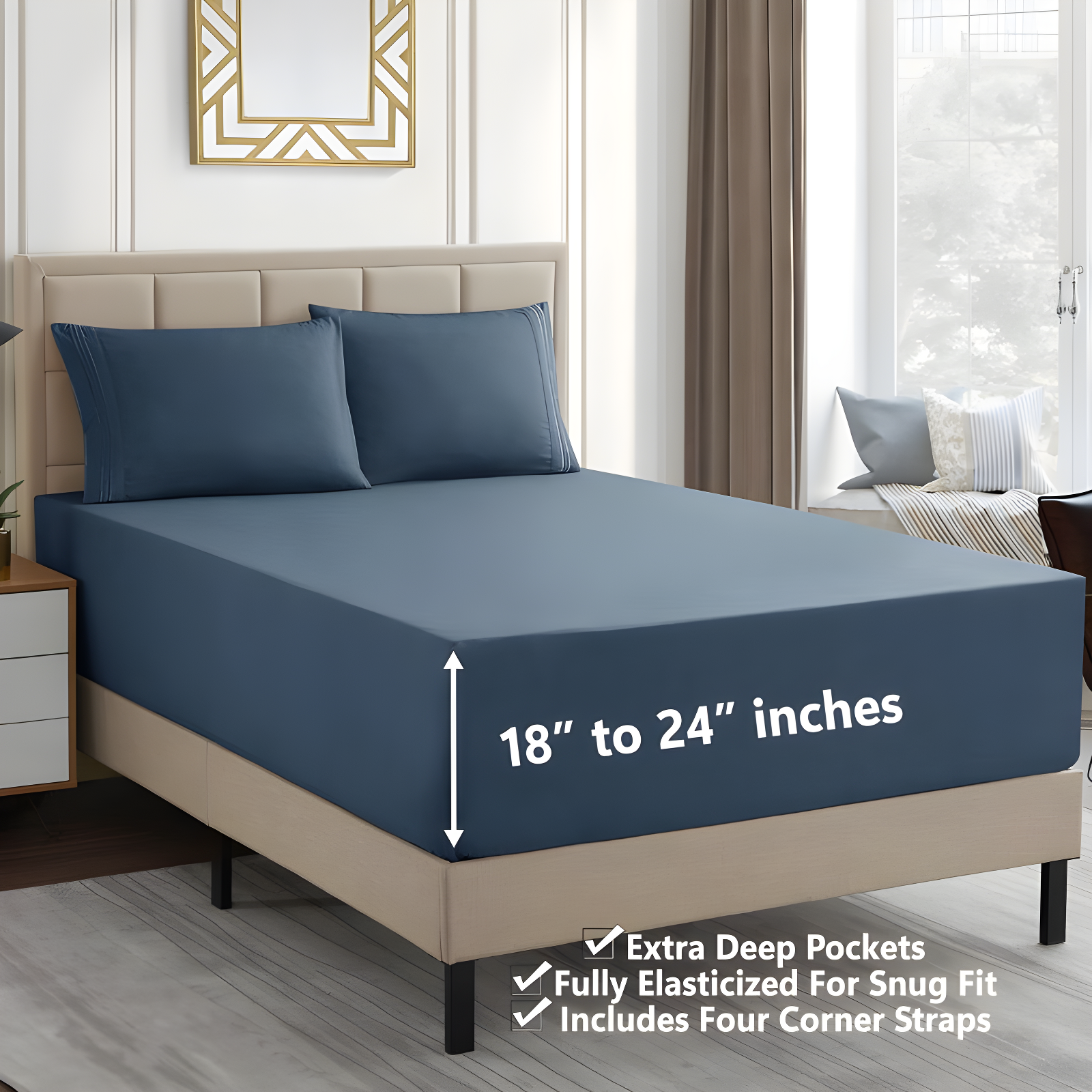 Sweet Home Collection 18-24" Extra Deep Pocket Ultra Soft Microfiber Solid Sheet Set