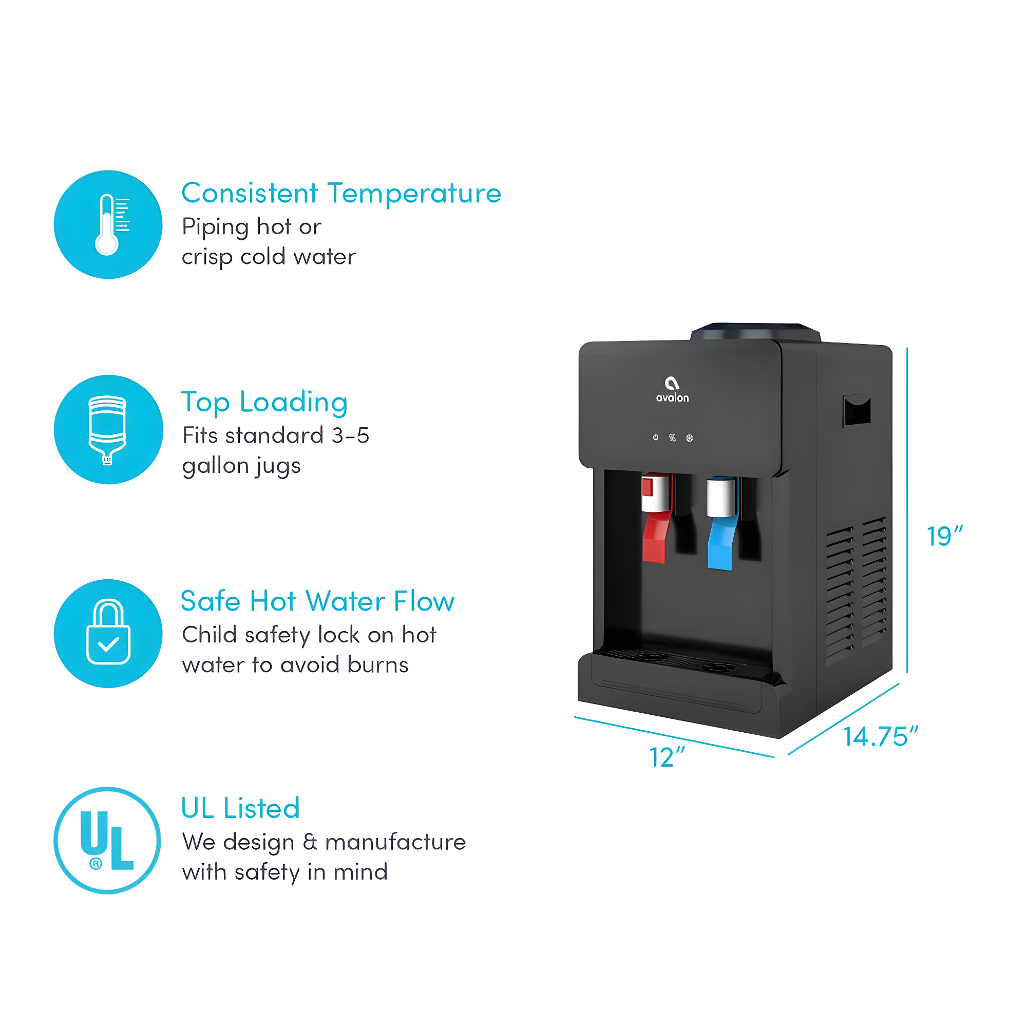 Avalon Avalon Countertop Top Loading Electric Water Dispenser