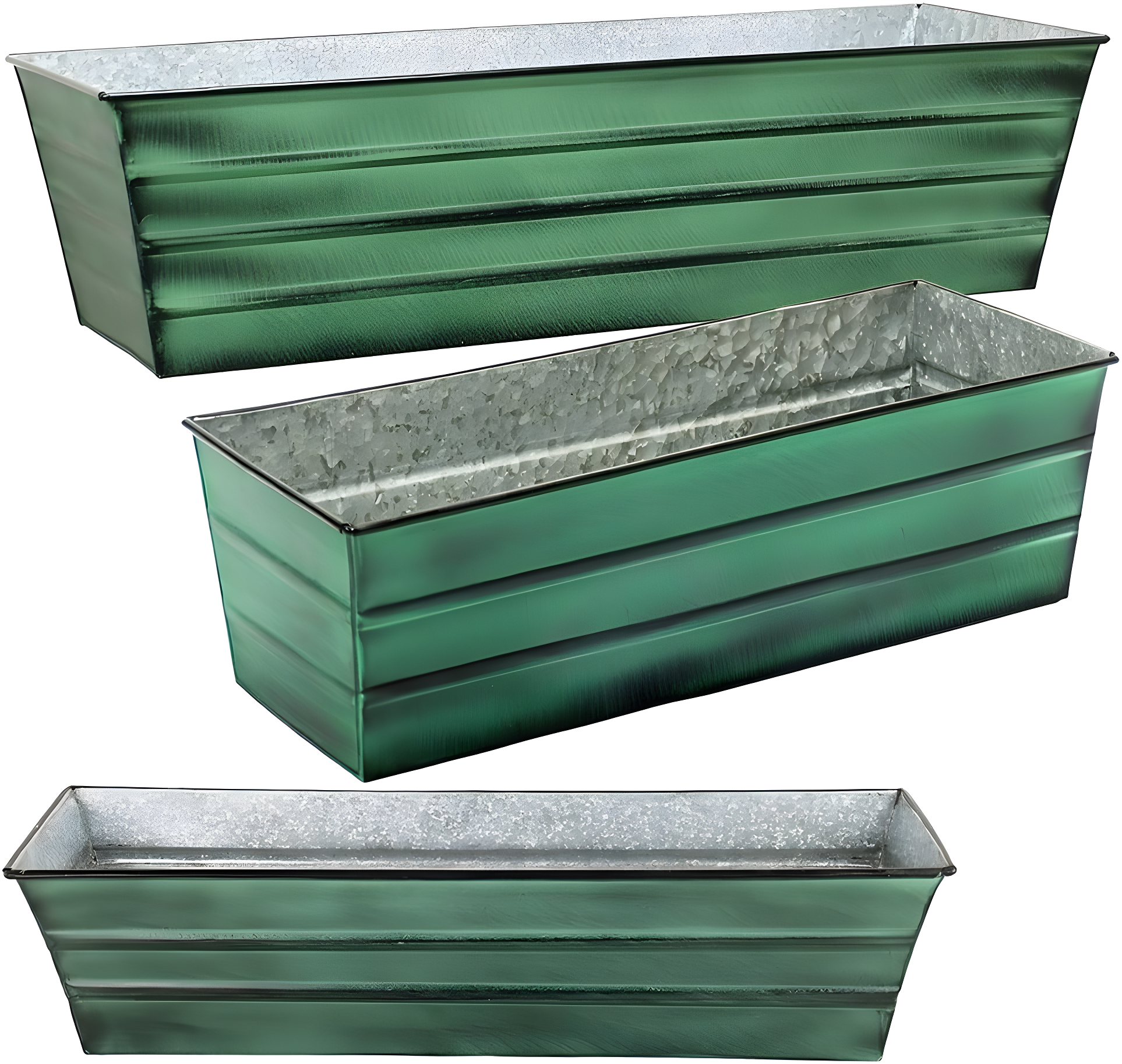 Small Galvanized Metal Rectangular Planter Box Green Patina - ACHLA Designs: Steel Decorative Container, Wall-Mountable, Easy to Clean