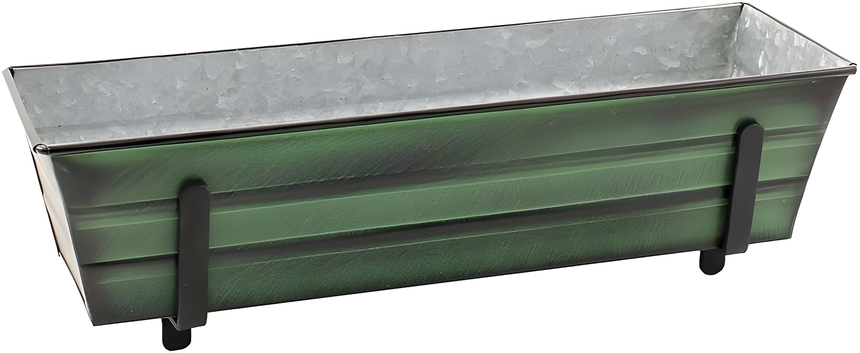 Small Galvanized Metal Rectangular Planter Box Green Patina - ACHLA Designs: Steel Decorative Container, Wall-Mountable, Easy to Clean