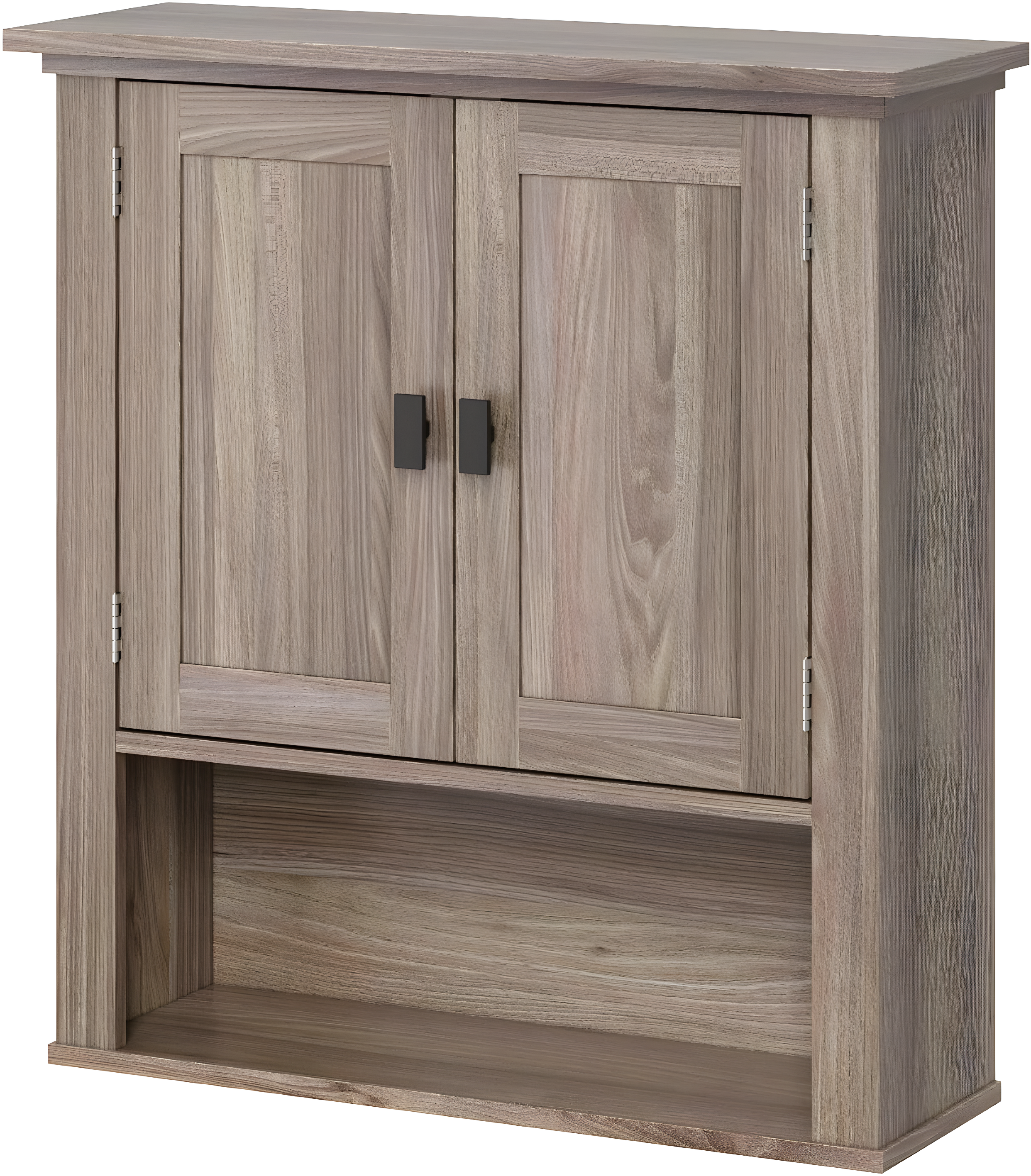 RiverRidge Hayward Two-Door Bathroom and Laundry Wall Mount Storage Medicine Cabinet with Fixed and Adjustable Shelf - Light Woodgrain: Composite Wood