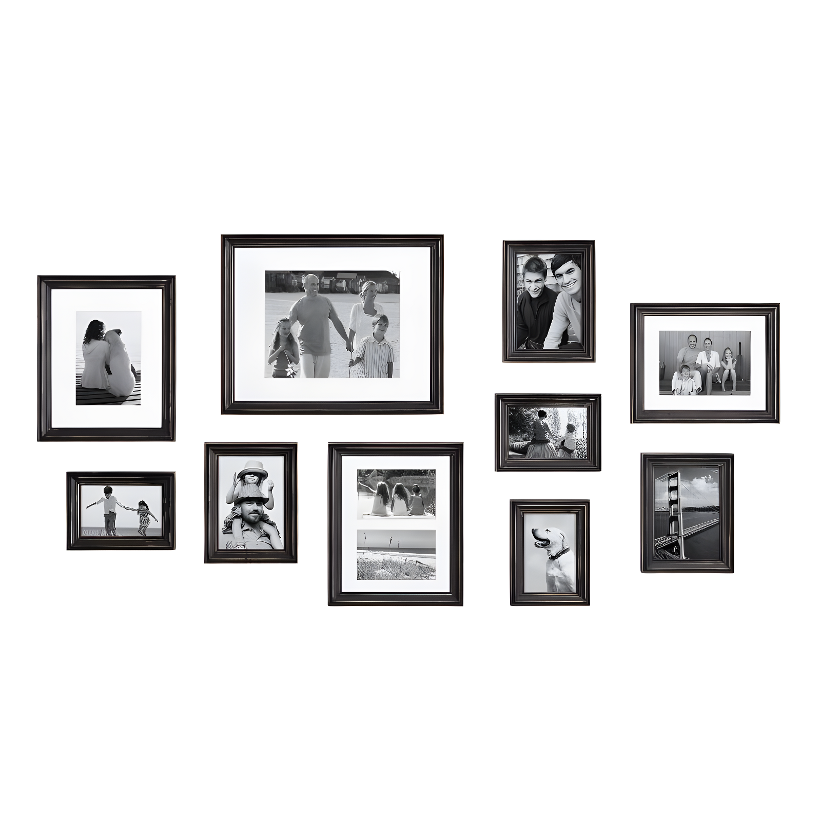 10pc Bordeaux Frame Box Set Black - Kate & Laurel All Things Decor: Wall Display, Modern Style