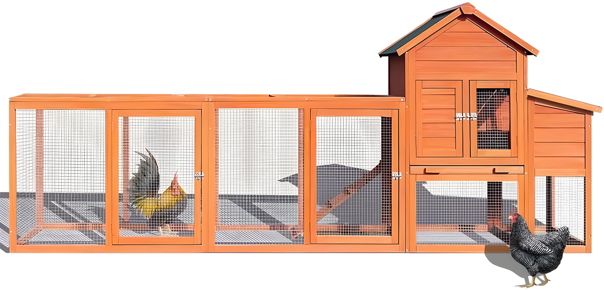 Outdoor Large Chicken Coop,Hen Run House Chicken Coops for 4-6 Chickens with Ventilation Door,Removable Tray and Ramp Garden