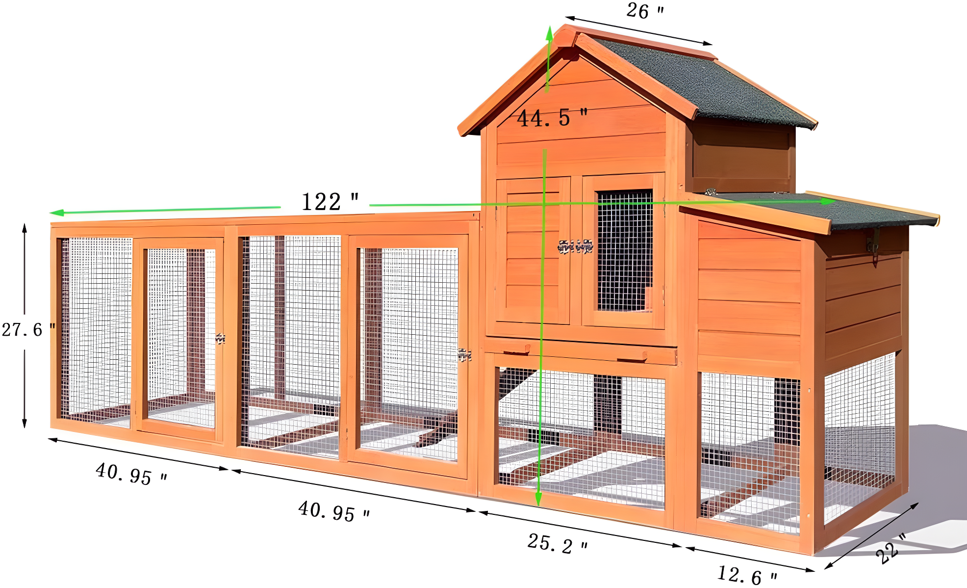 Outdoor Large Chicken Coop,Hen Run House Chicken Coops for 4-6 Chickens with Ventilation Door,Removable Tray and Ramp Garden